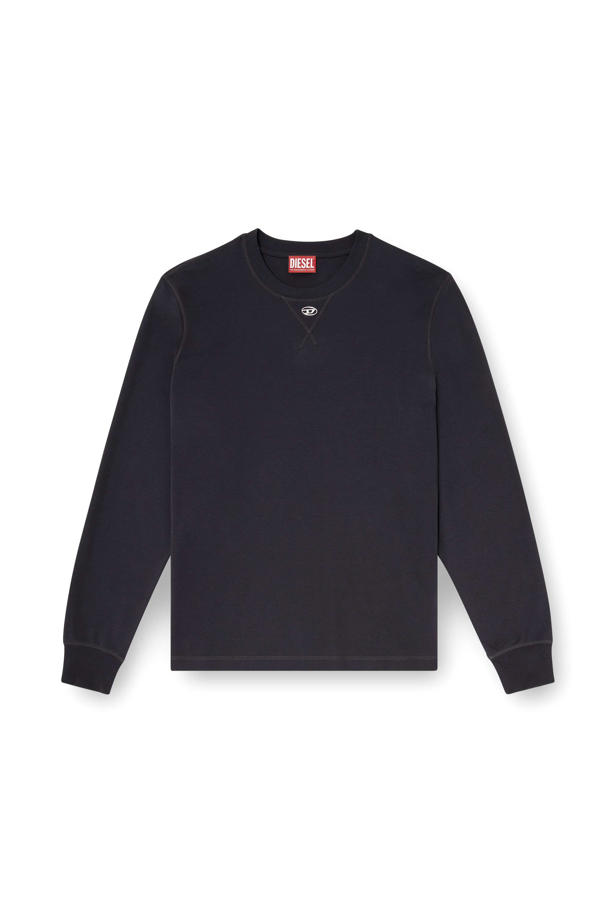 Diesel - T-MADJUST-LS-TR, T-shirt à manches longues en coton avec Oval D Homme in Gris - 3