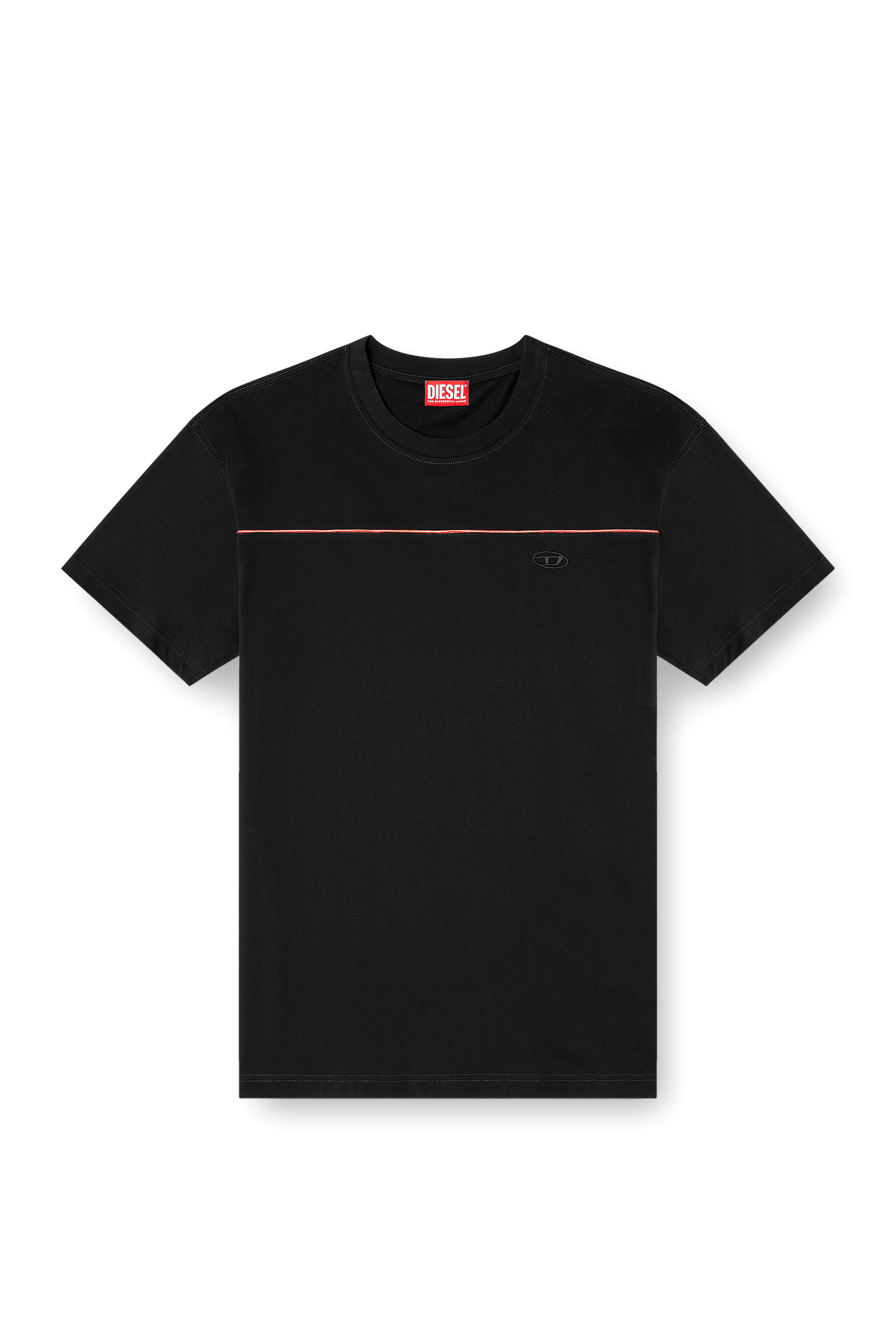 Diesel - T-NORM-PIPING, T-shirt avec passepoil contrastant Homme in Noir - 2