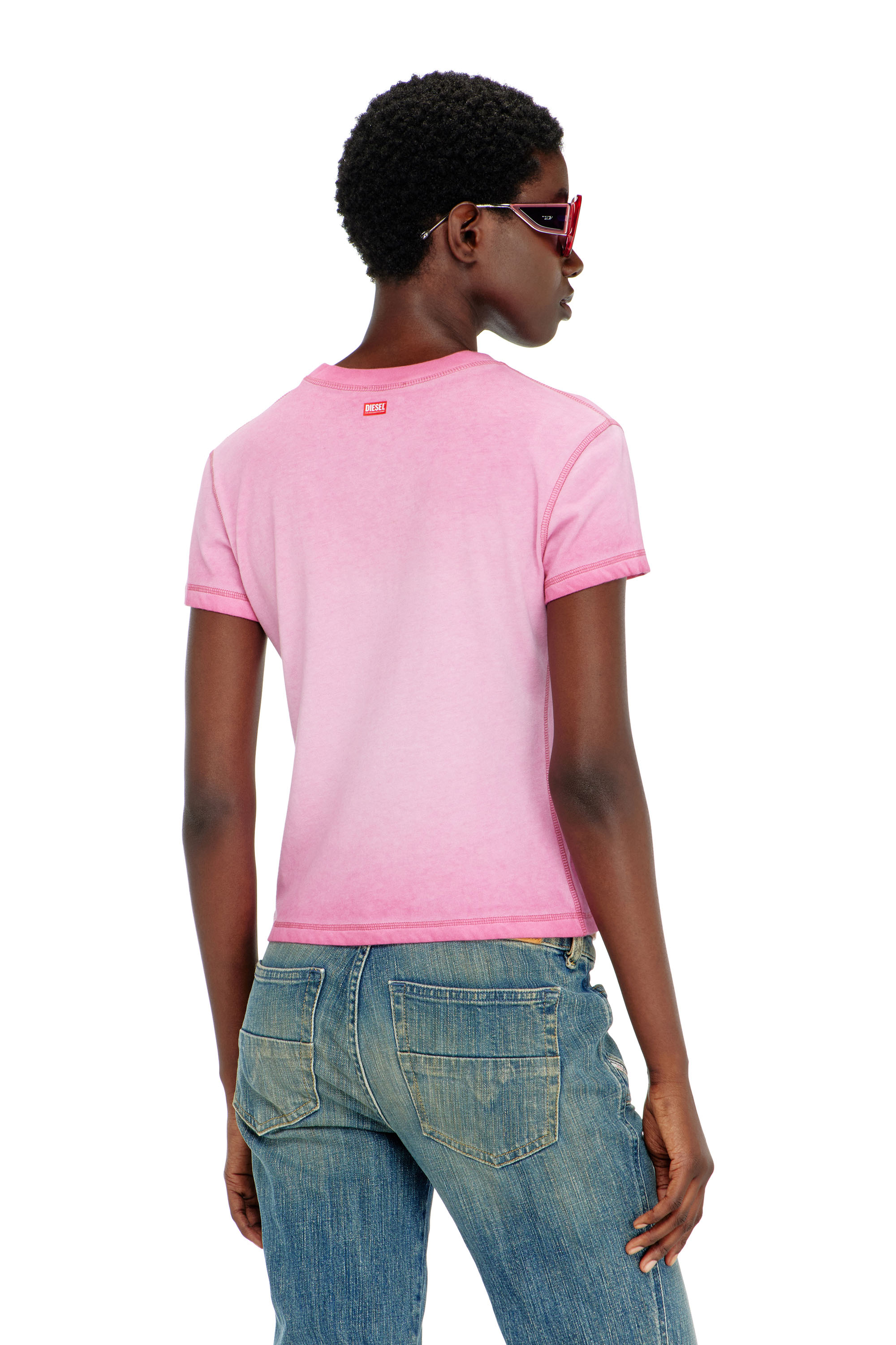 Diesel - T-ILA-AA7, T-shirt slim avec d&eacute;vor&eacute; Phoenix Femme in Rose - 4