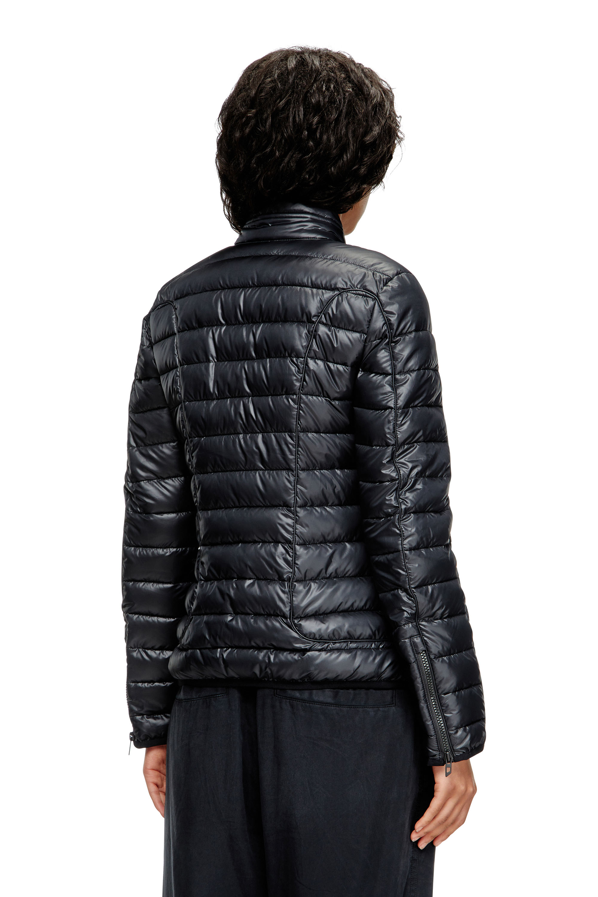 Diesel - W-PILOT-FEM, Doudoune avec détails de motard Femme in Noir - 4
