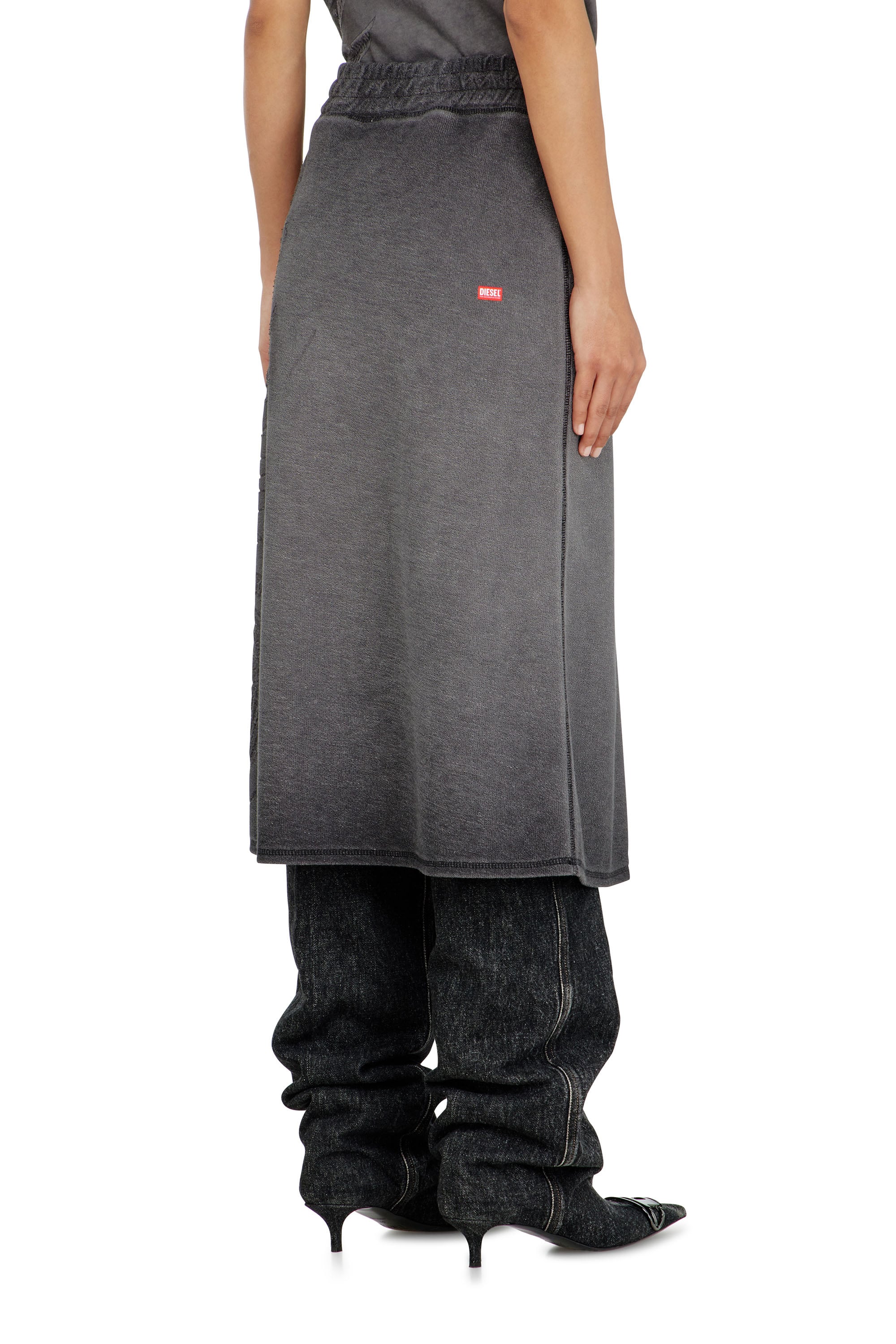 Diesel - O-BEAUTY, Jupe midi en molleton avec imprim&eacute; d&eacute;vor&eacute; Femme in Gris - 3
