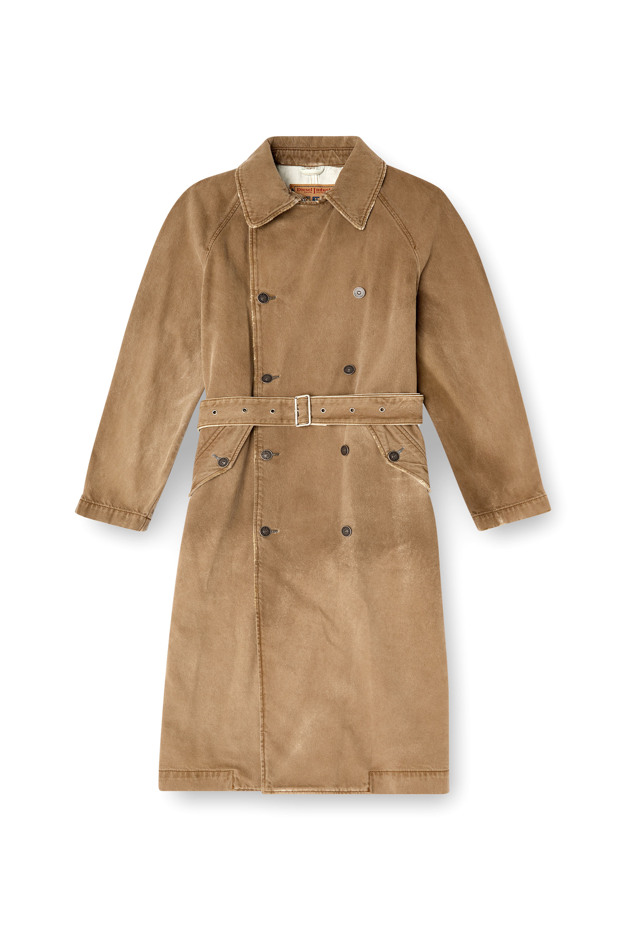 Diesel - D-DELIRIOUS-D, Trench-coat en denim effet sali Mixte in Marron - 3