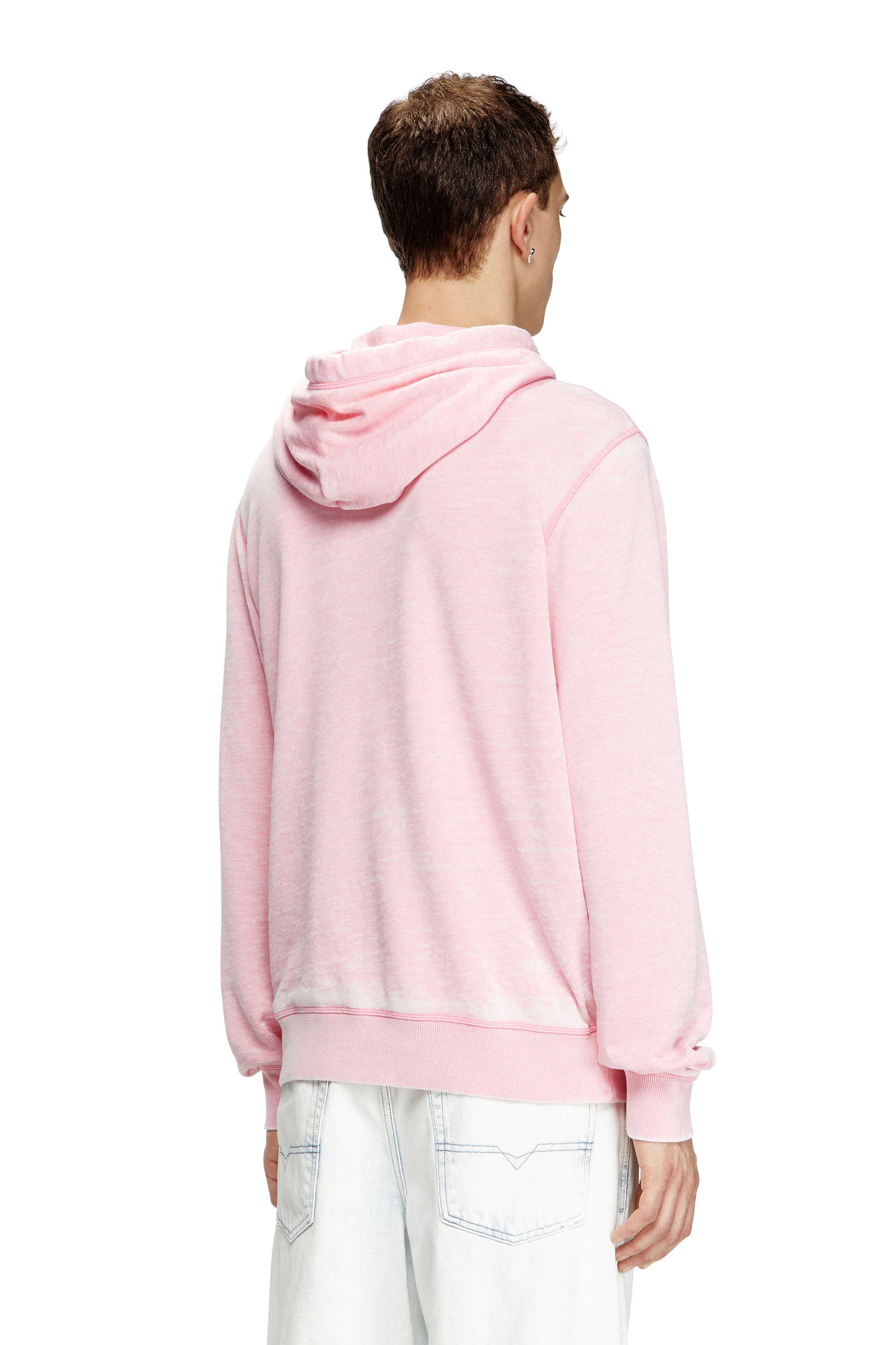 Diesel - S-GINN-HOOD-PAK, Sweat-shirt à capuche burnout avec logo aspect métal Homme in Rose - 4