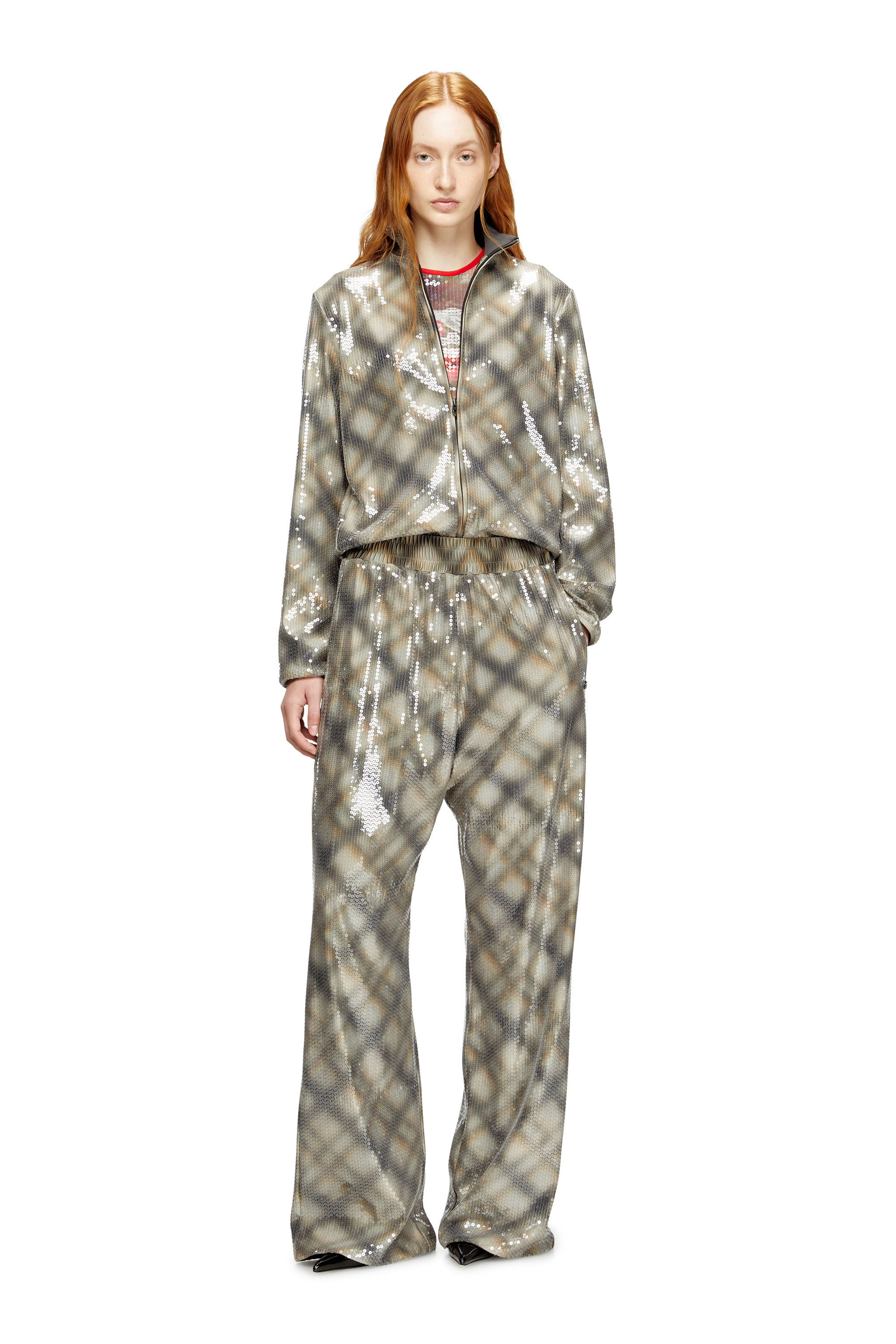 Diesel - F-EREQUINS, Pull à paillettes avec motif à carreaux Femme in Polychrome - 1