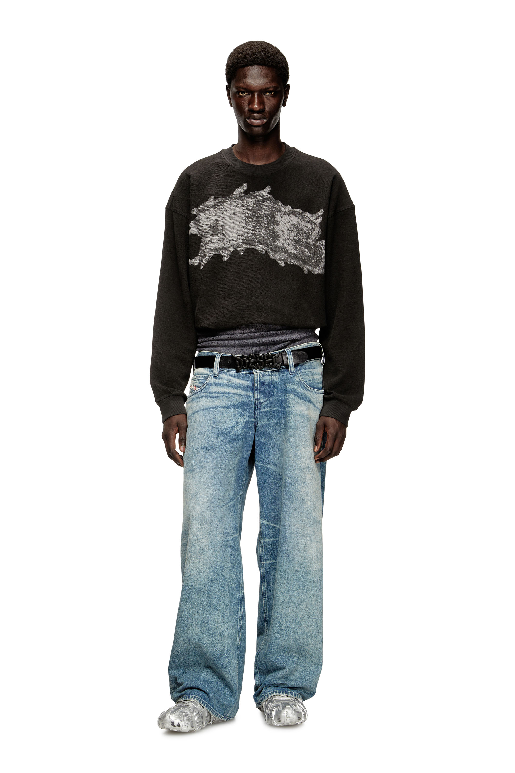 Diesel - S-VALENTIN-JMBV, Sweat-shirt avec imprimé graffiti Homme in Gris - 2