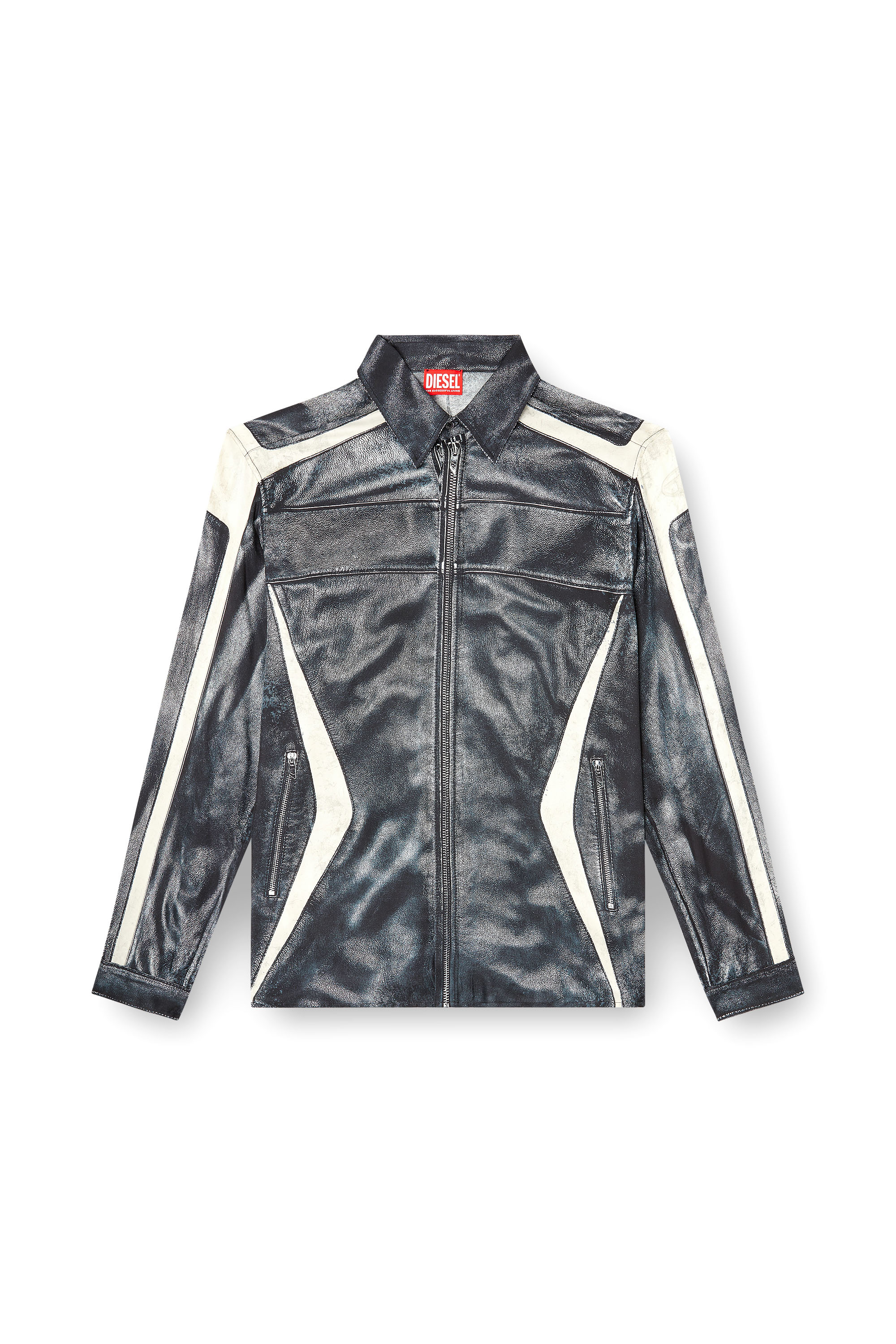 Diesel - S-SIMPLY-BMCZ, Man's Printed viscose shirt with front zip closure in null - 2