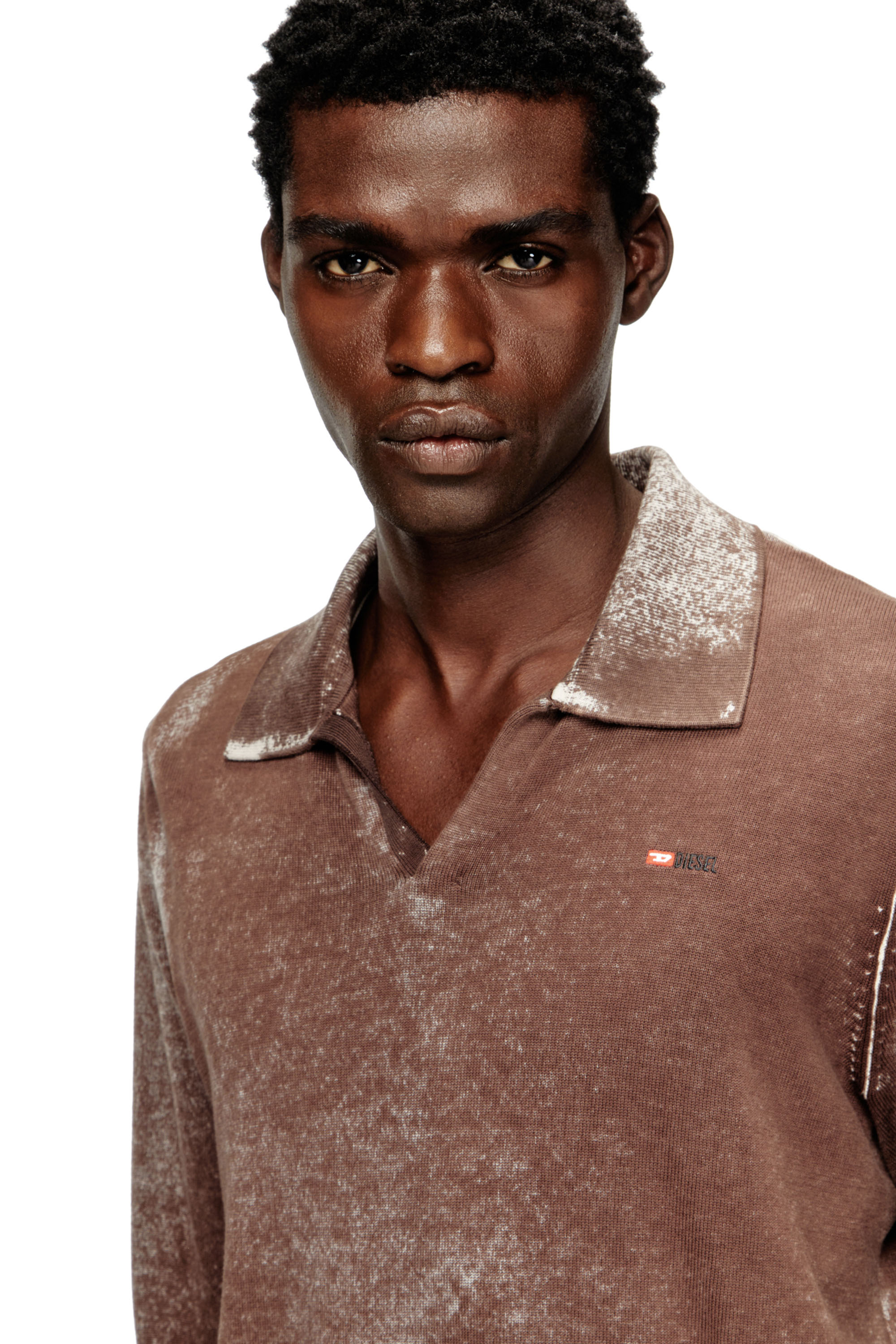 Diesel - K-LAWRENCE, Pull polo avec impression inversée délavée Homme in Polychrome - 5