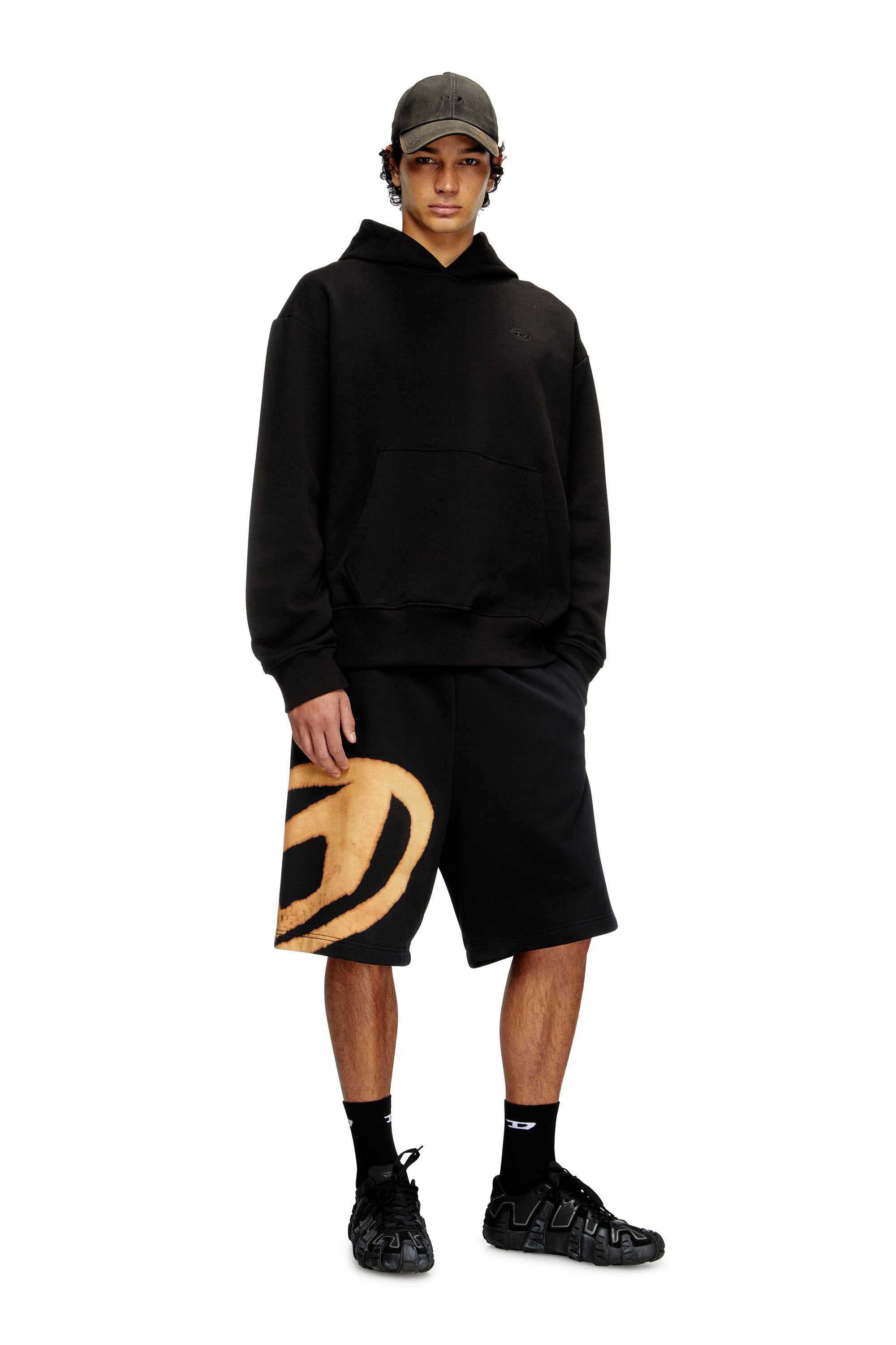 Diesel - P-CROW-BLEACH, Short de survêtement avec logo effet blanchi Homme in Polychrome - 1