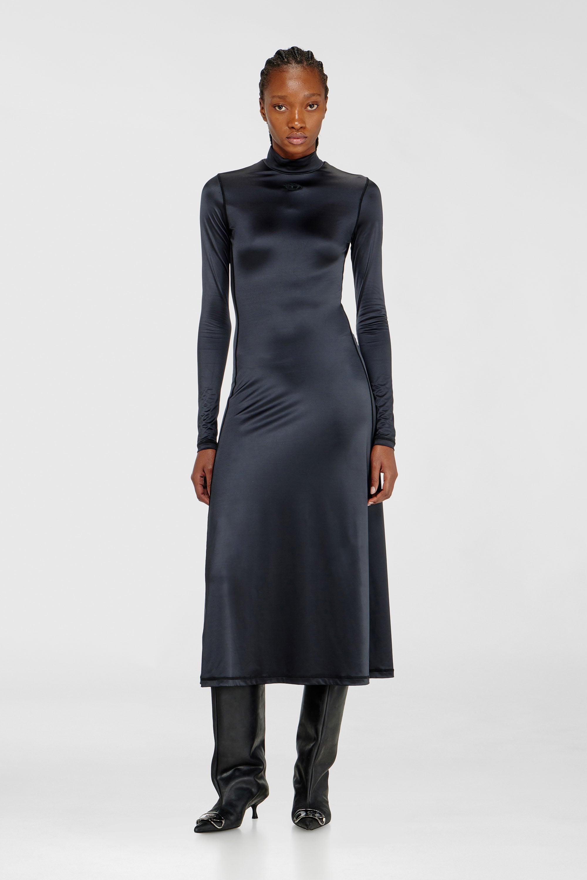 Diesel - D-UNGO, Robe midi fluide &agrave; col montant Femme in Noir - 1