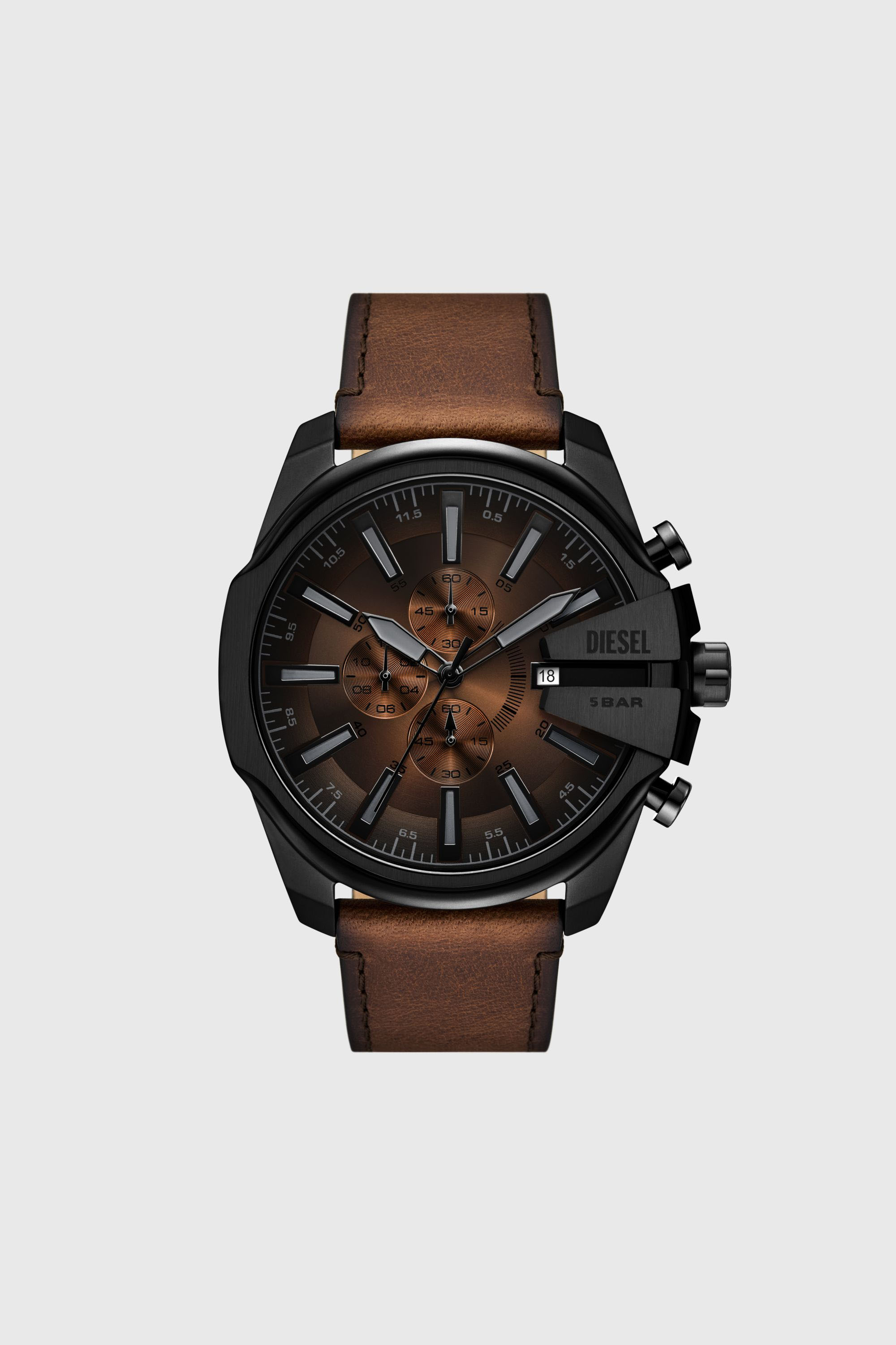 Montre Mega Chief Slim en cuir brun
