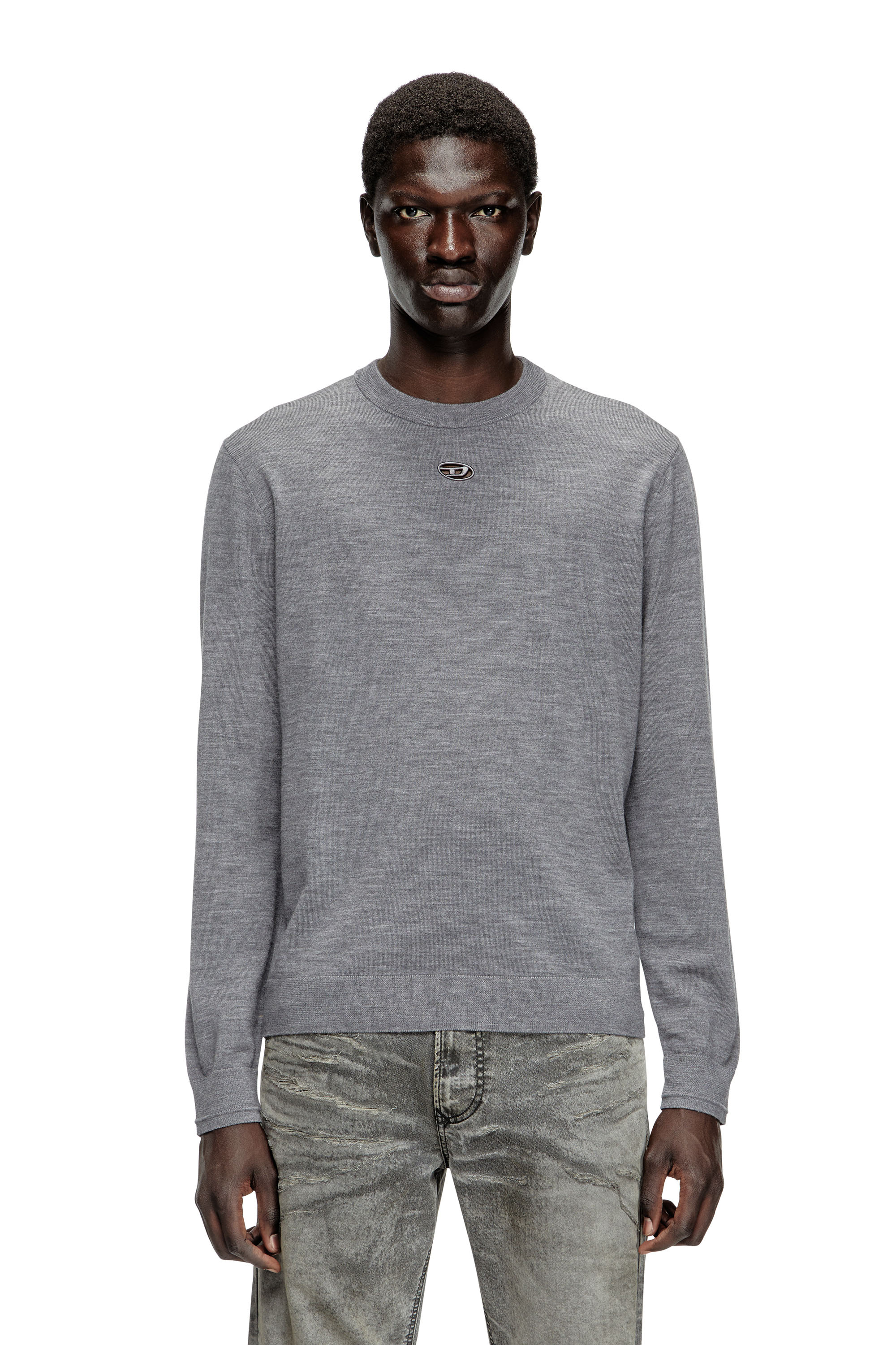 Diesel - K-VALIAM, Pull en laine avec logo cut-out Homme in Gris - 3