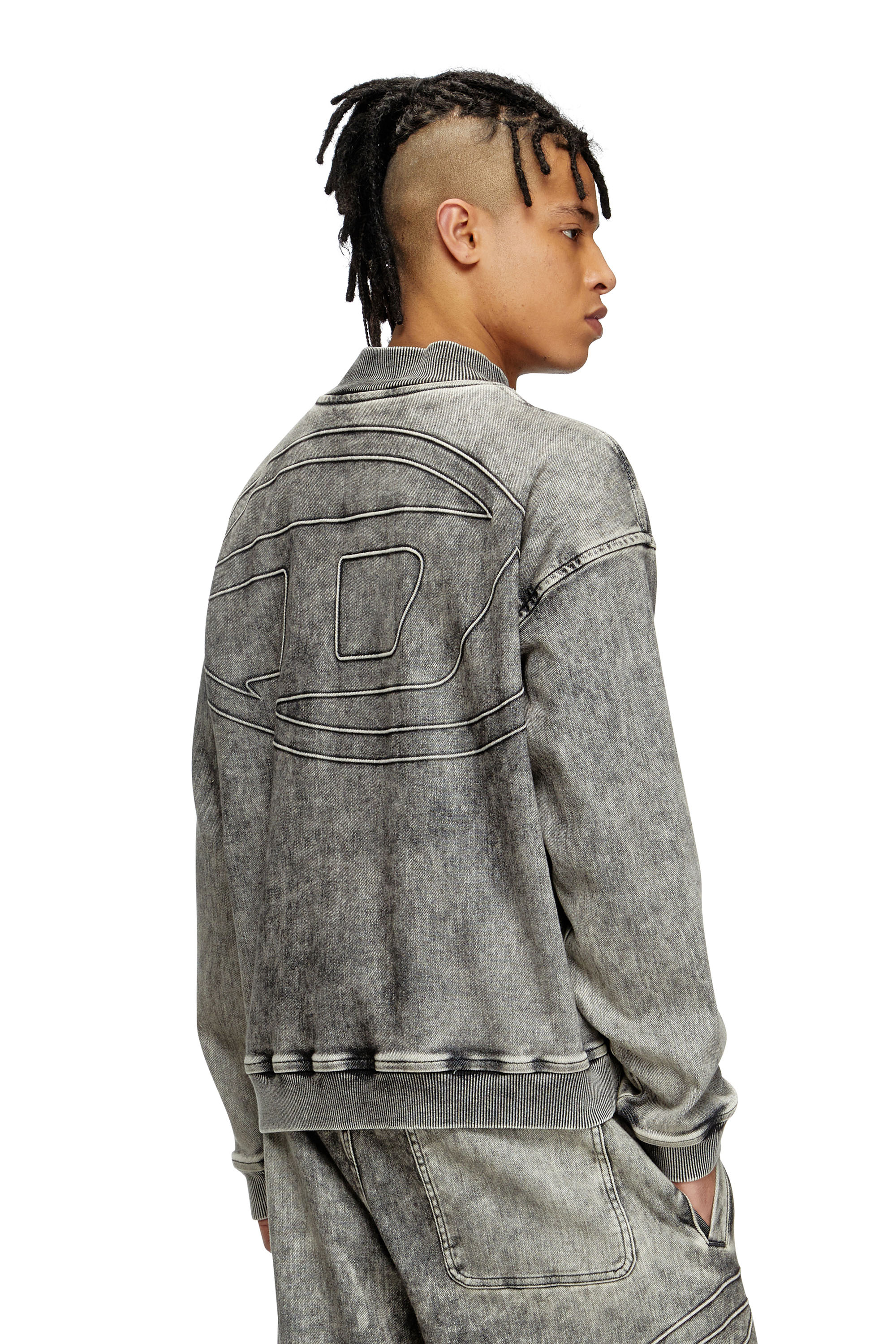 Diesel - D-CARLY-S TRACK, Pull zippé en Track Denim avec logo Oval D Mixte in Gris - 4