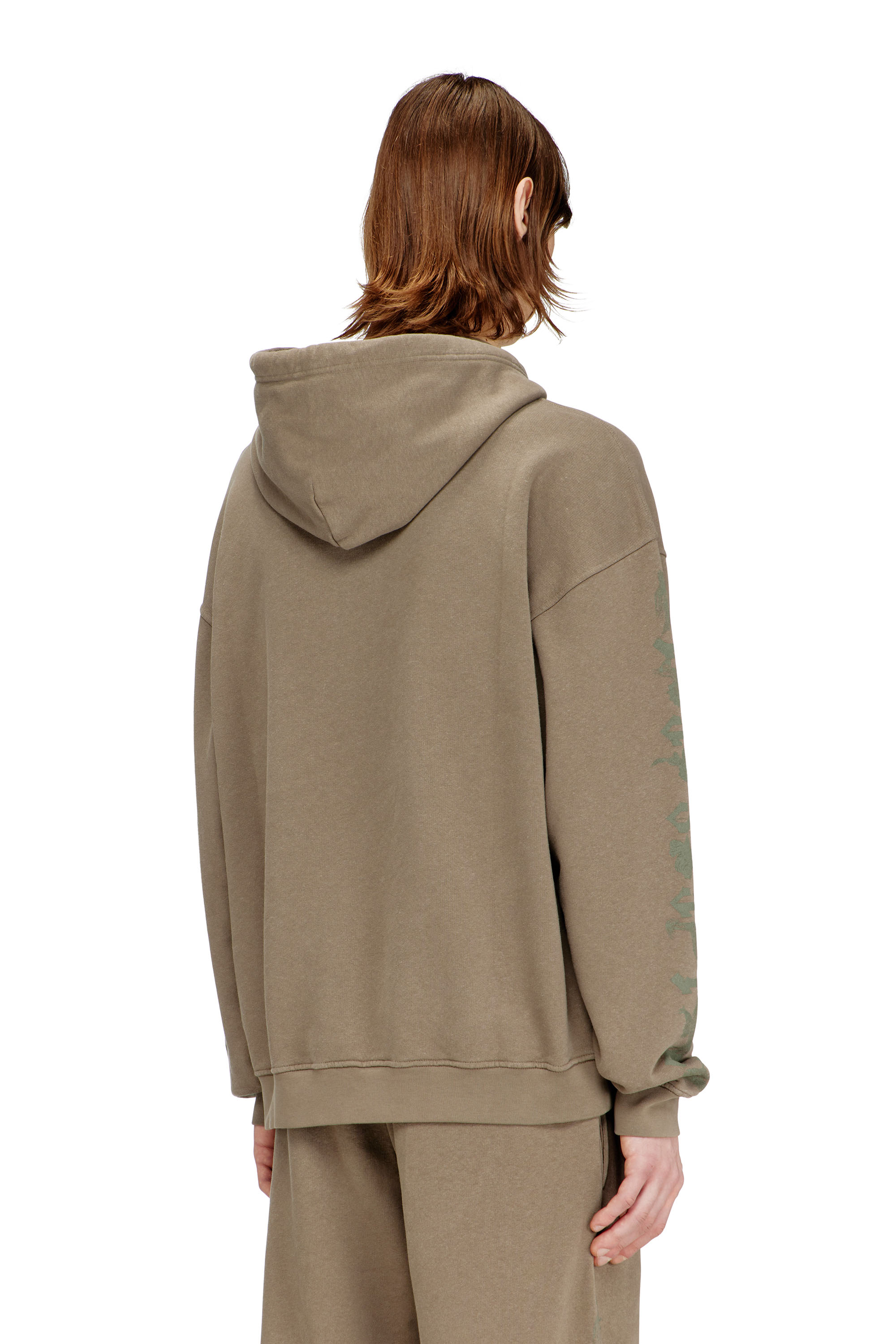 Diesel - S-GRIFFON, Sweat &agrave; capuche trait&eacute; avec imprim&eacute; griffon Homme in Marron - 4