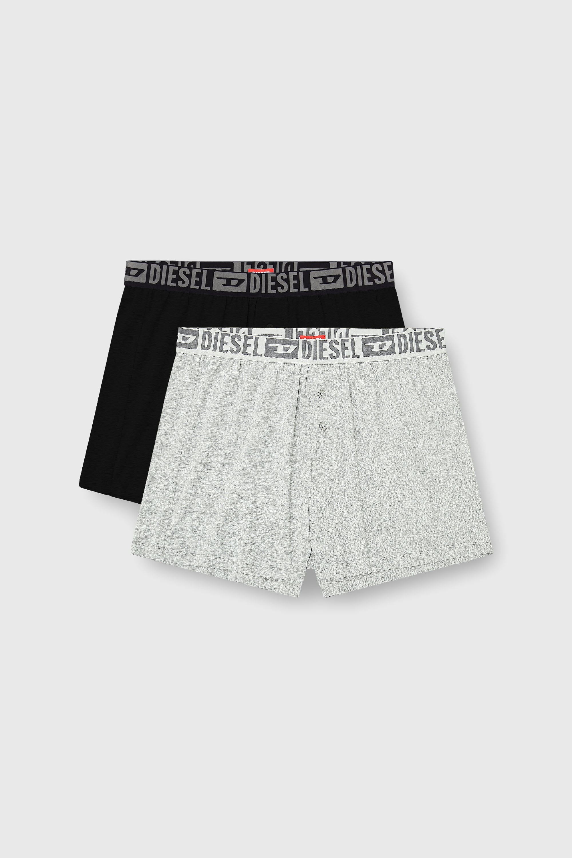 Diesel - STARKIE-D-CORE-2PACK, Man's Two-pack boxer shorts in stretch cotton in Grey/Black - 1