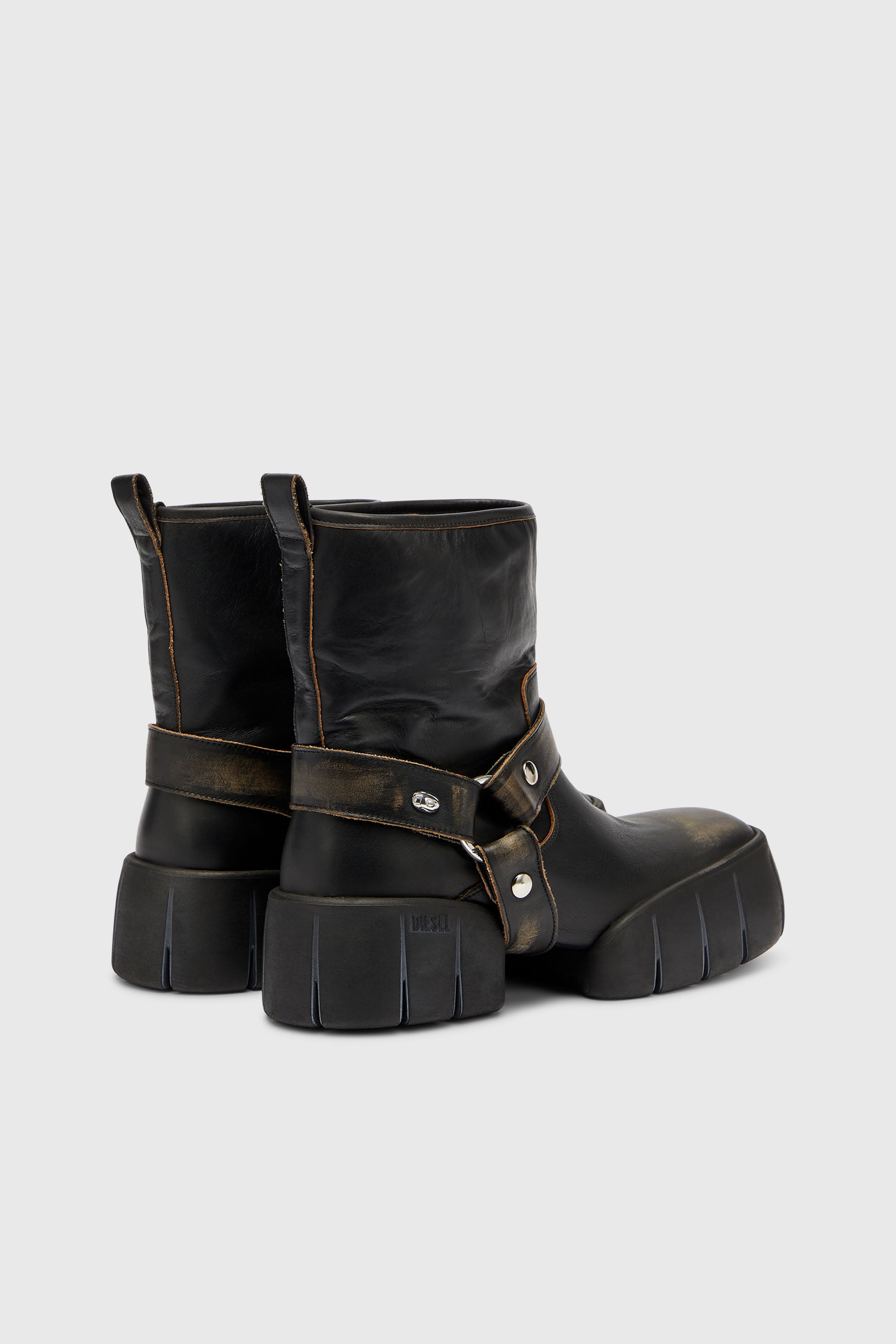 Diesel - D-TEX TU, D-Tex - Bottes biker en cuir effet vieilli Homme in Marron - 3