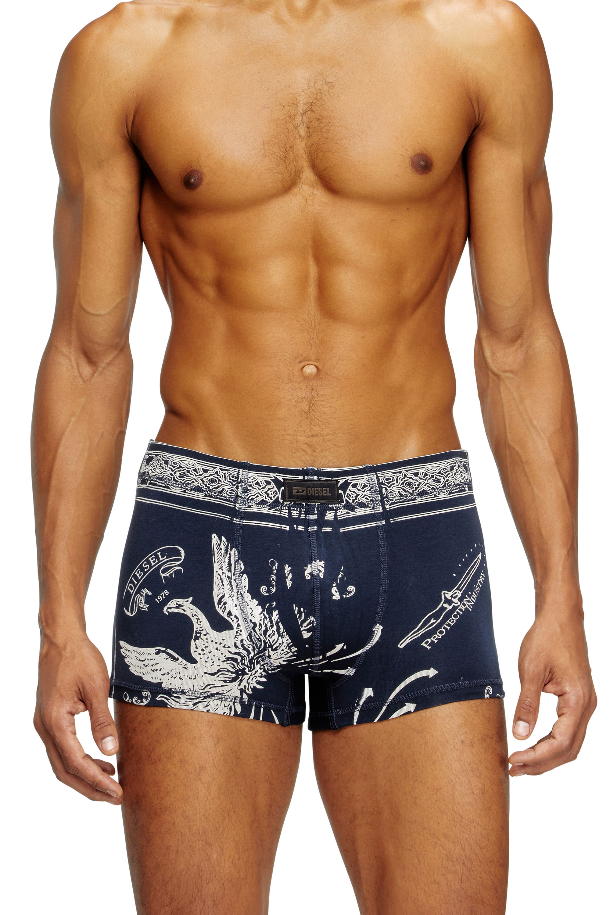Diesel - DAMIEN-UTLT, Boxer avec imprimé phénix Homme in Bleu - 1