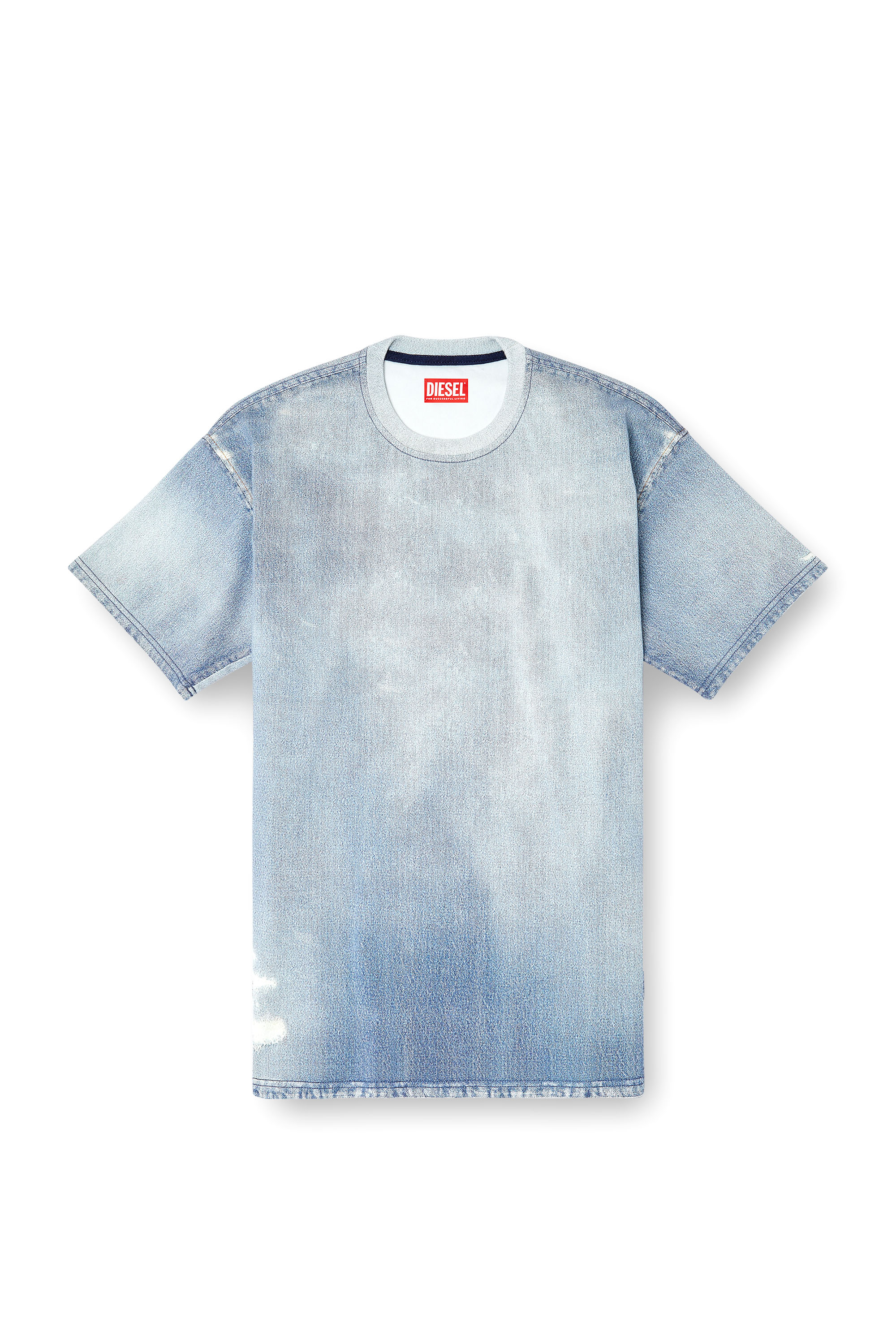 Diesel - D-BOX JOGG, T-shirt en tissu JoggJeans imprimé effet blanchi Homme in Bleu - 3