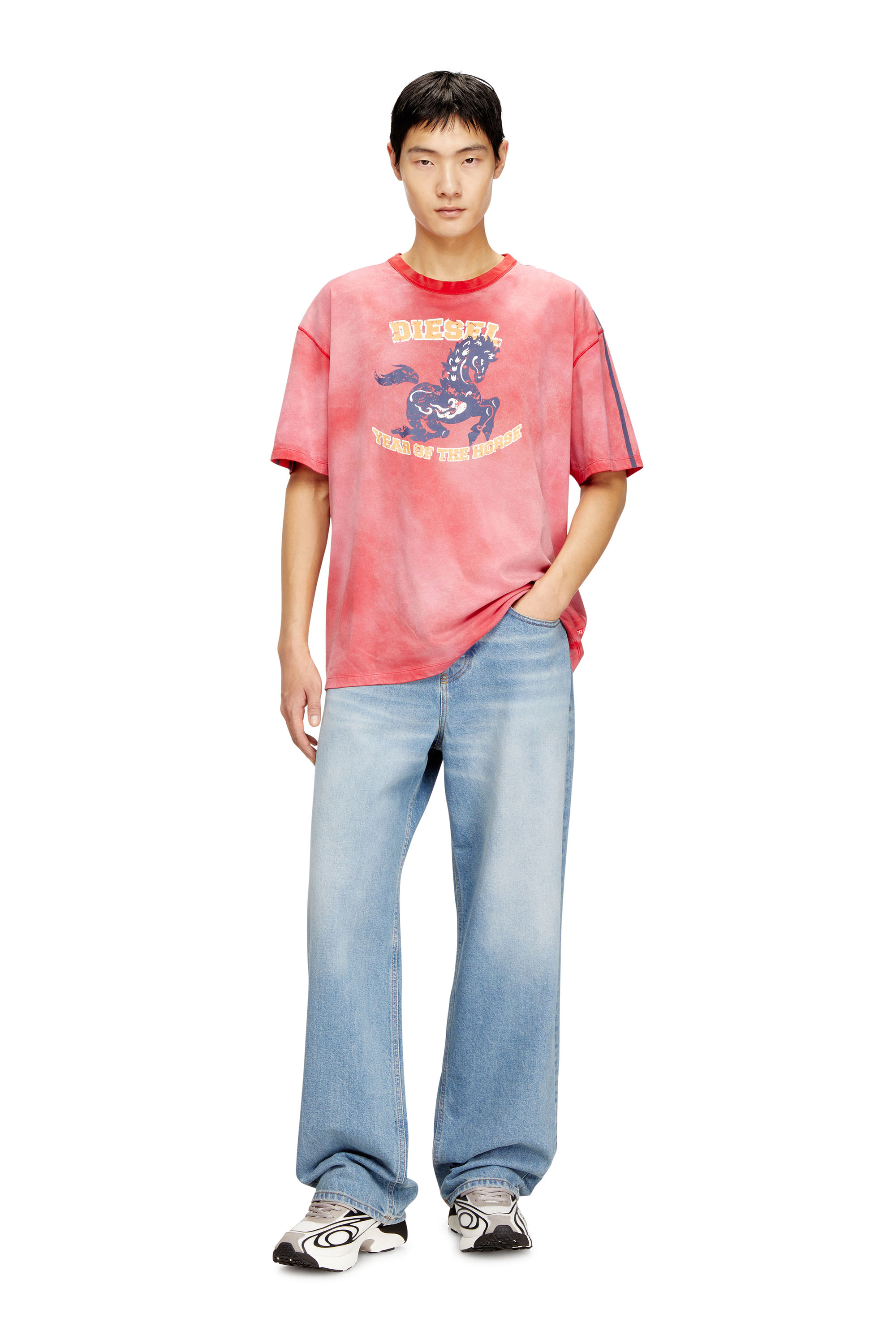Diesel - CL-T-BOXT-HORSE, T-shirt en coton avec imprim&eacute; graphique cheval Homme in Rouge - 1