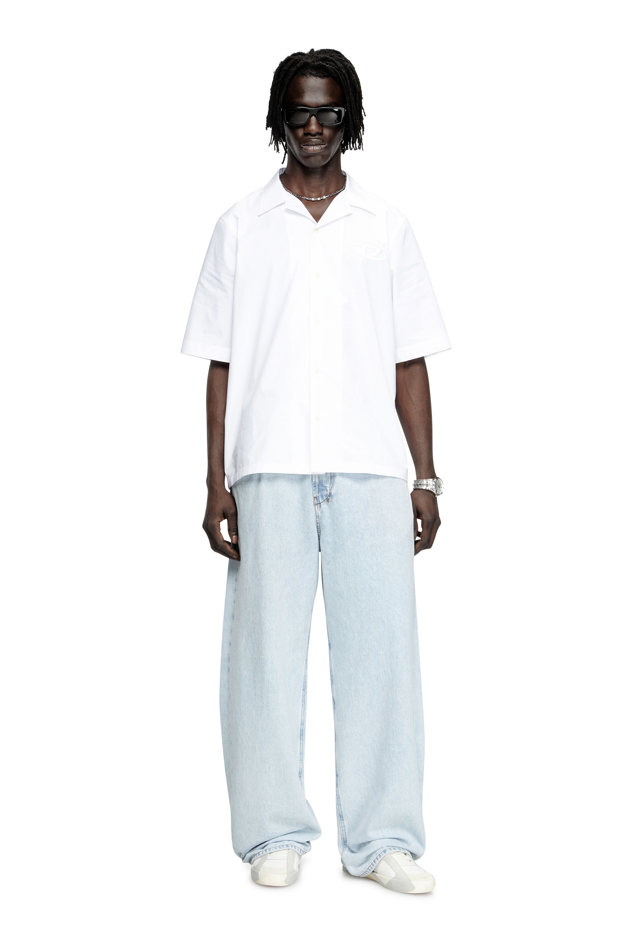 Diesel - S-MAC-PCAL, Chemise de bowling avec logo Oval D Homme in Blanc - 1