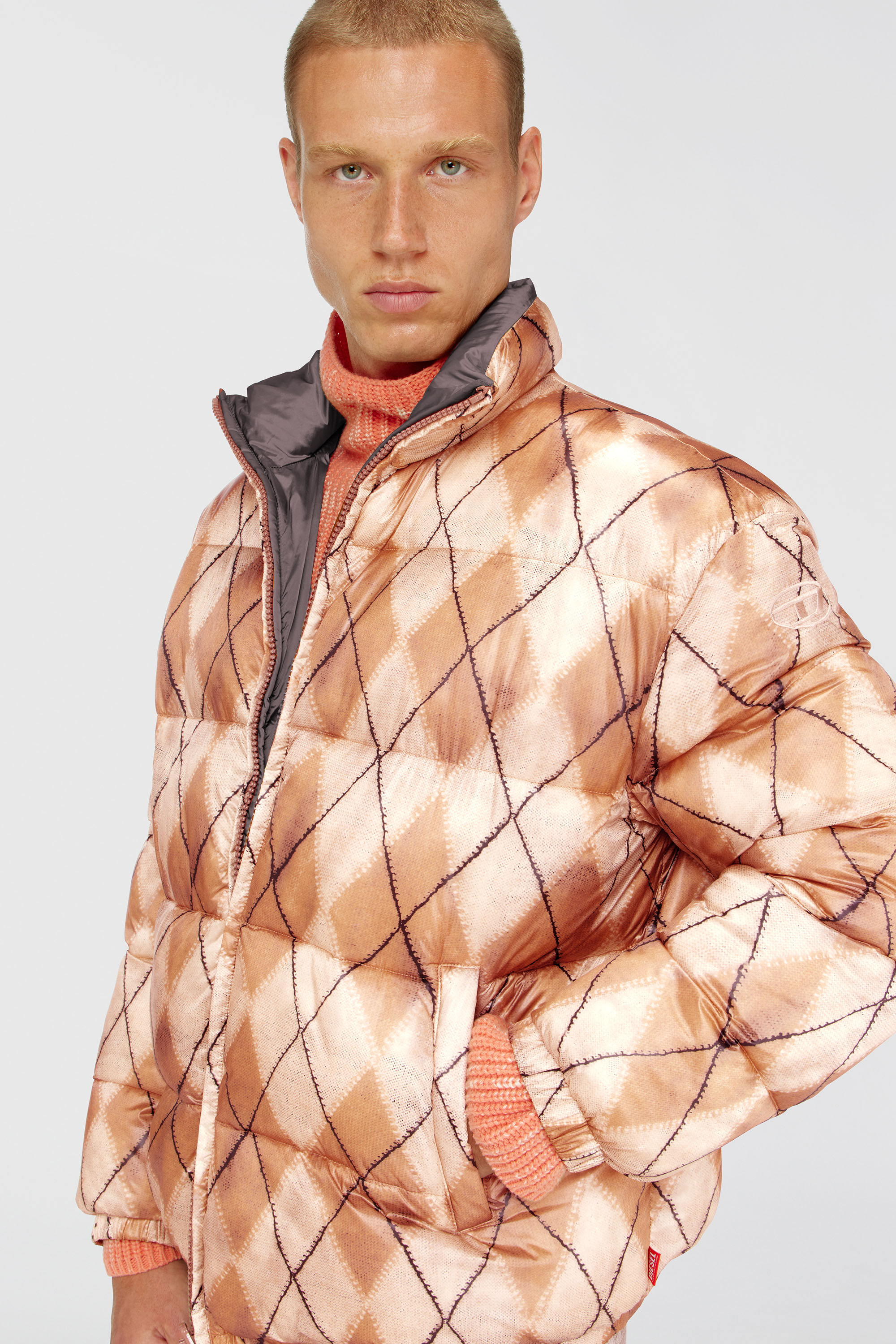 Diesel - W-BOURB-DLCK, Doudoune r&eacute;versible &agrave; motif losange Homme in Polychrome - 5