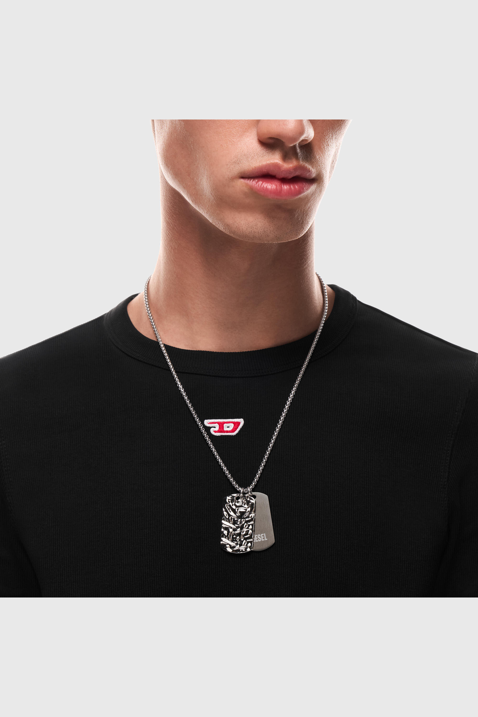 Diesel - DX1735040, Collier plaque militaire (dog tag) en acier inoxydable Mixte in Gris argent&eacute; - 4
