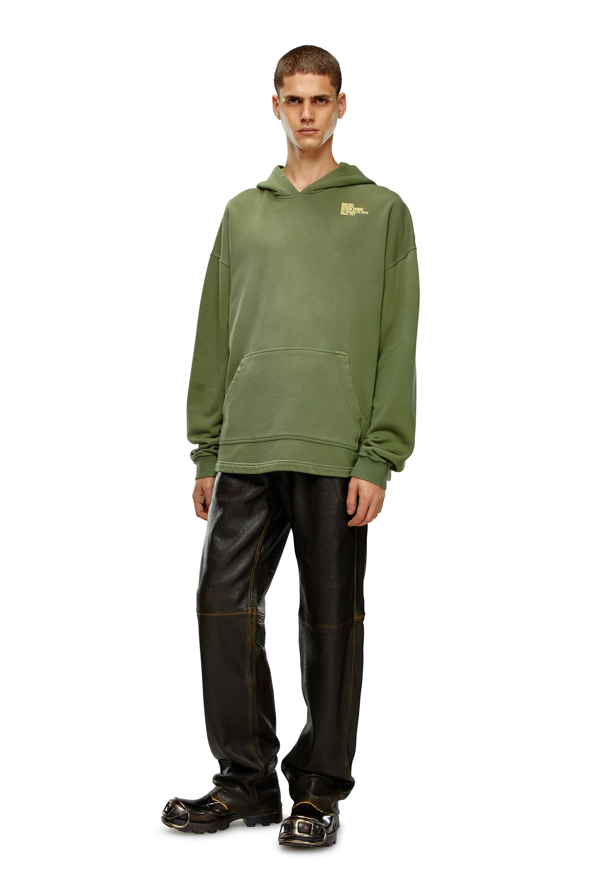 Diesel - S-BUNT-HOOD, Sweat-shirt à capuche avec imprimé Diesel Design Studio Homme in Vert - 2