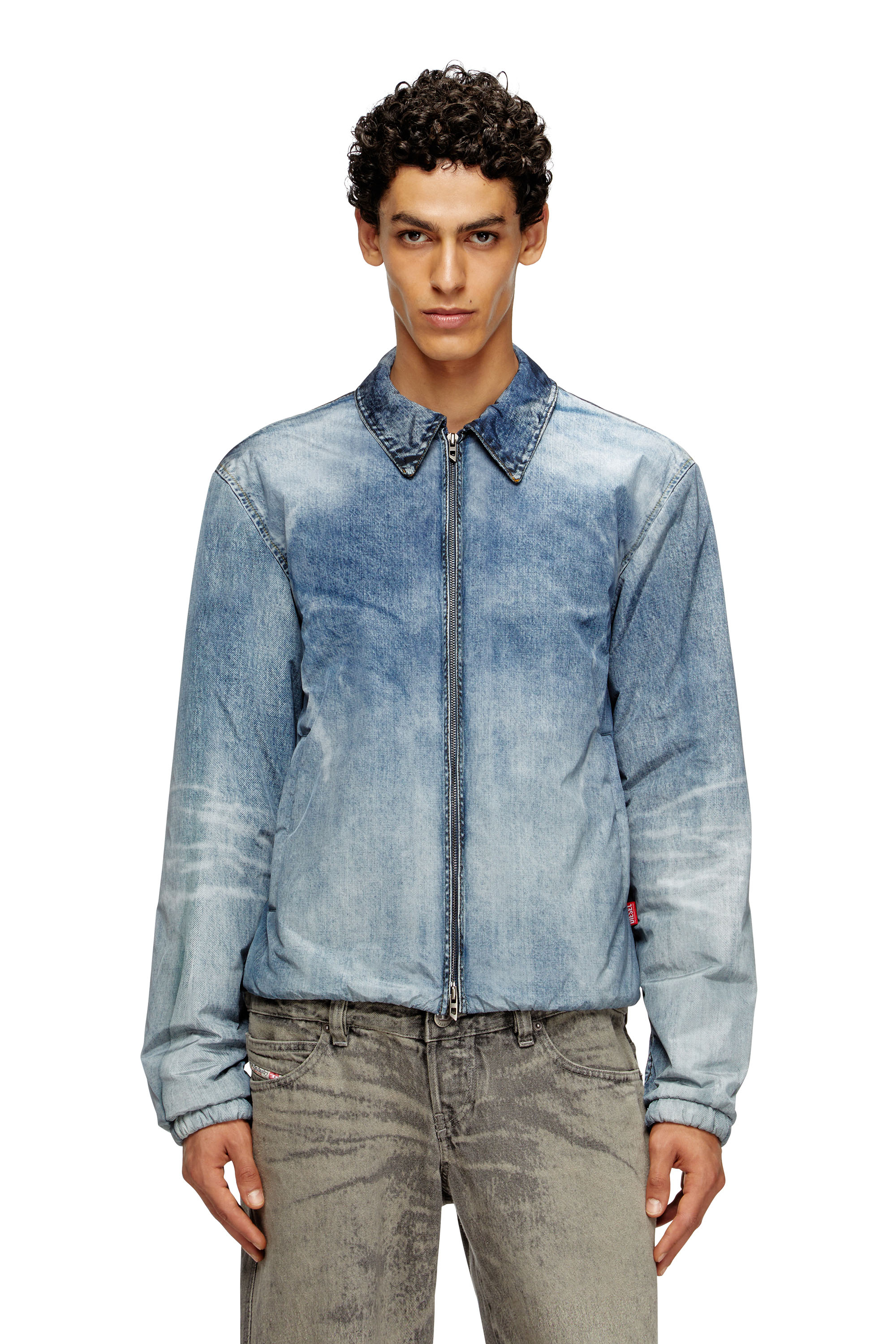 Diesel - J-ACT, Veste en nylon effet denim Homme in Bleu - 1