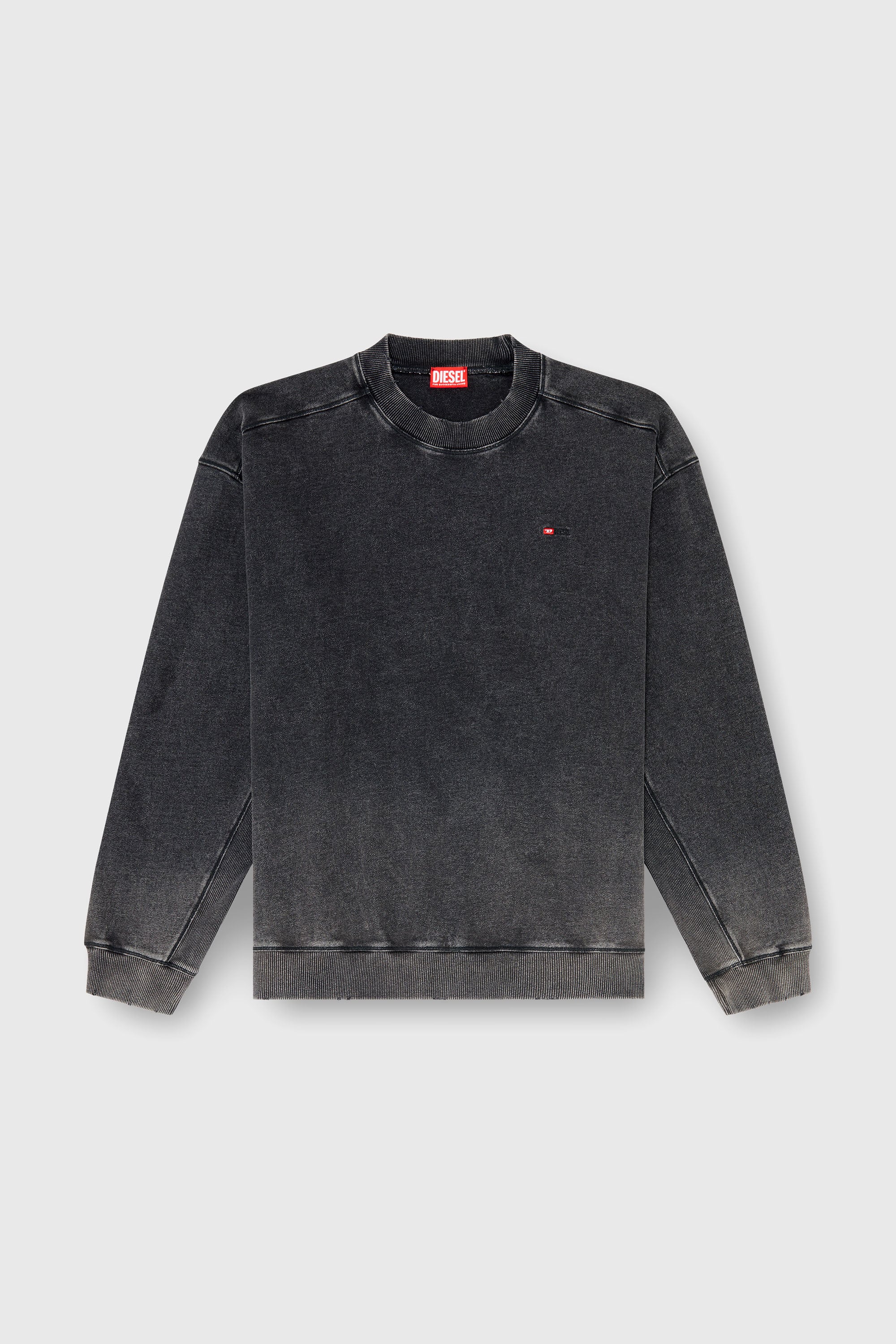 Diesel - S-CROX, Sweat-shirt en coton effet d&eacute;lav&eacute; Homme in Gris - 2