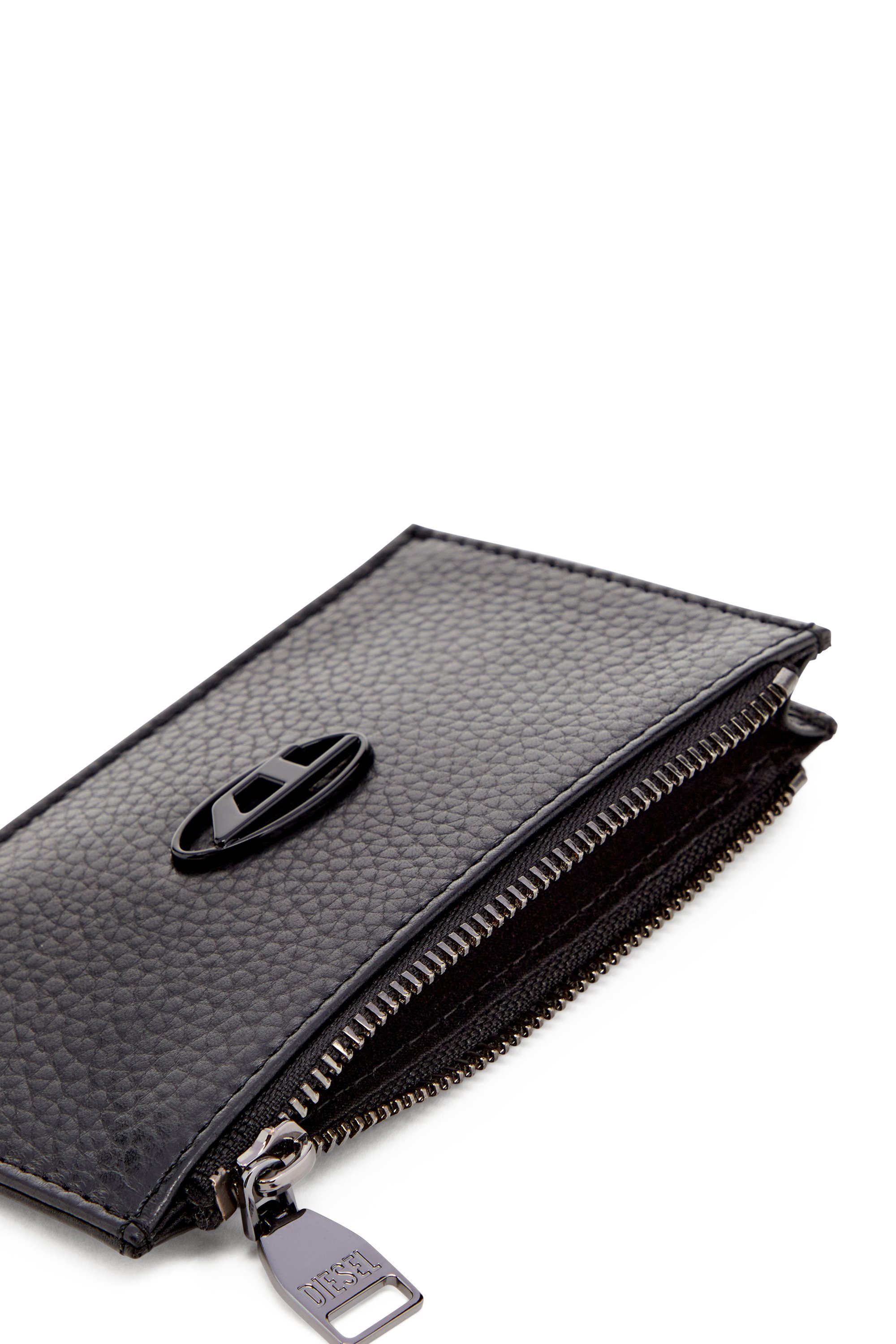 Diesel - HISSU EVO CARD HOLDER III, Flat card holder in grainy leather Homme in Noir - 3