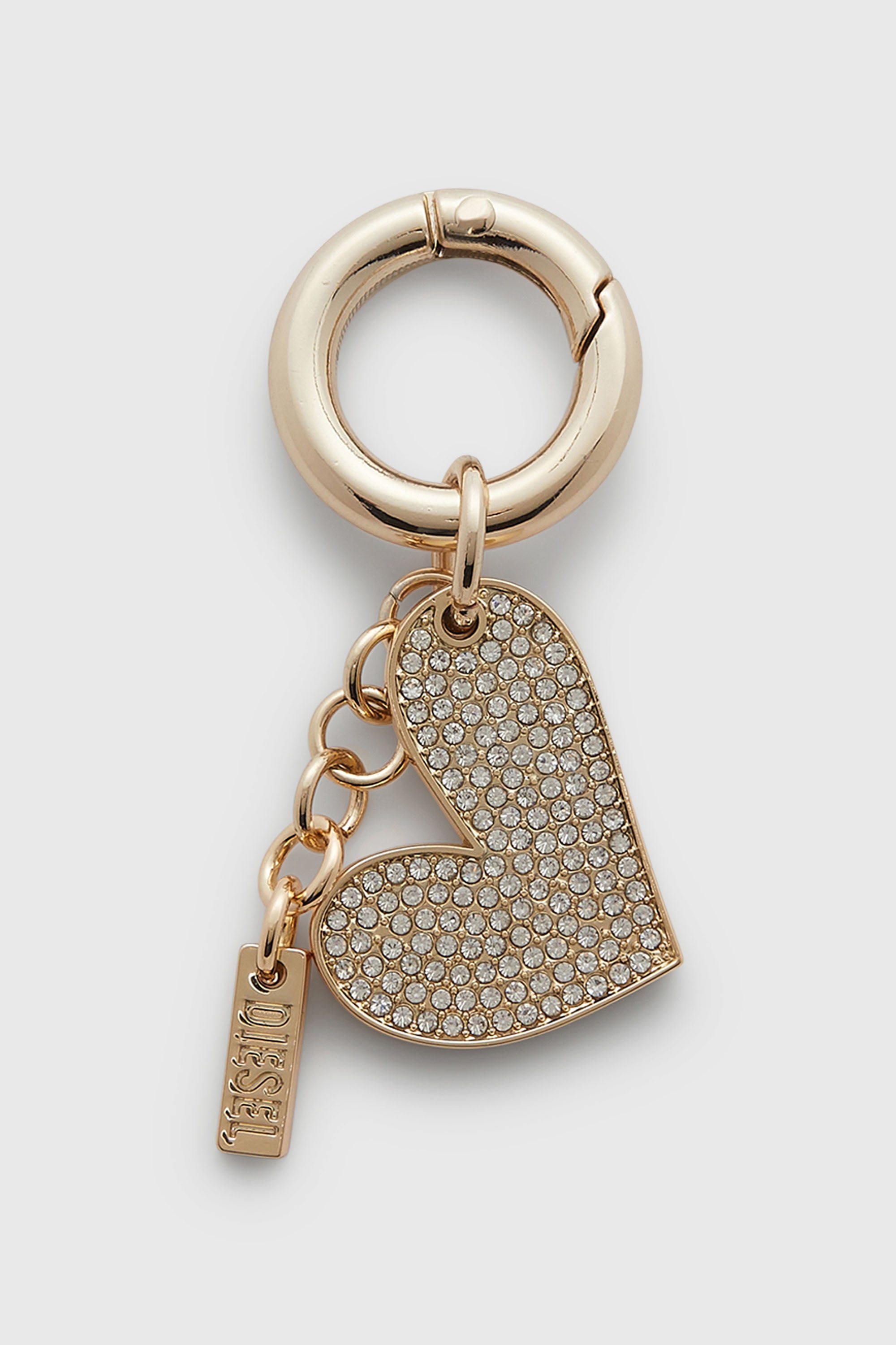Diesel - CHARM-HEART, Breloque c&oelig;ur en m&eacute;tal avec strass Femme in Dor&eacute; - 1
