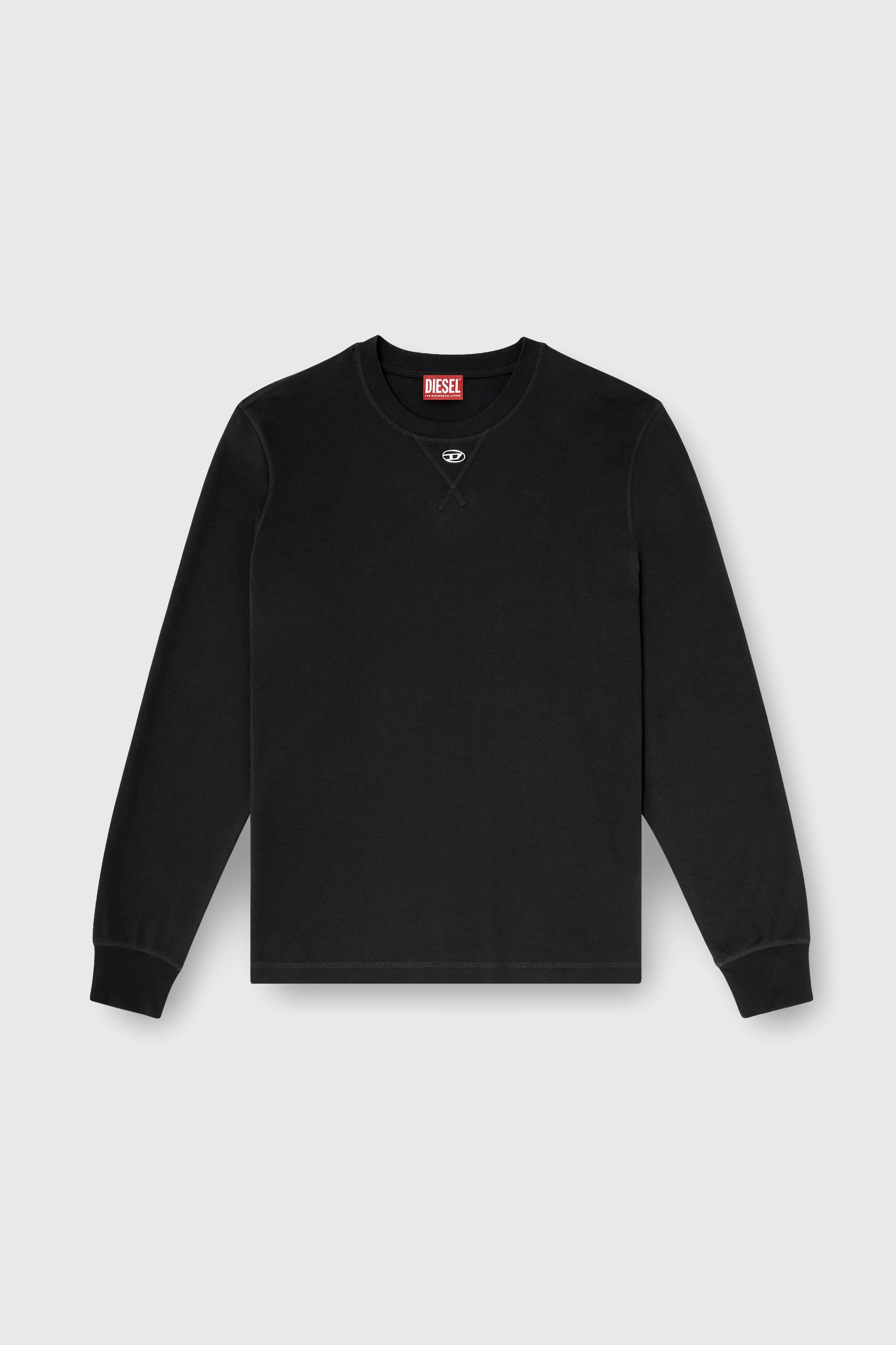 Diesel - T-MADJUST-LS-TR, T-shirt &agrave; manches longues en coton avec Oval D Homme in Gris - 2