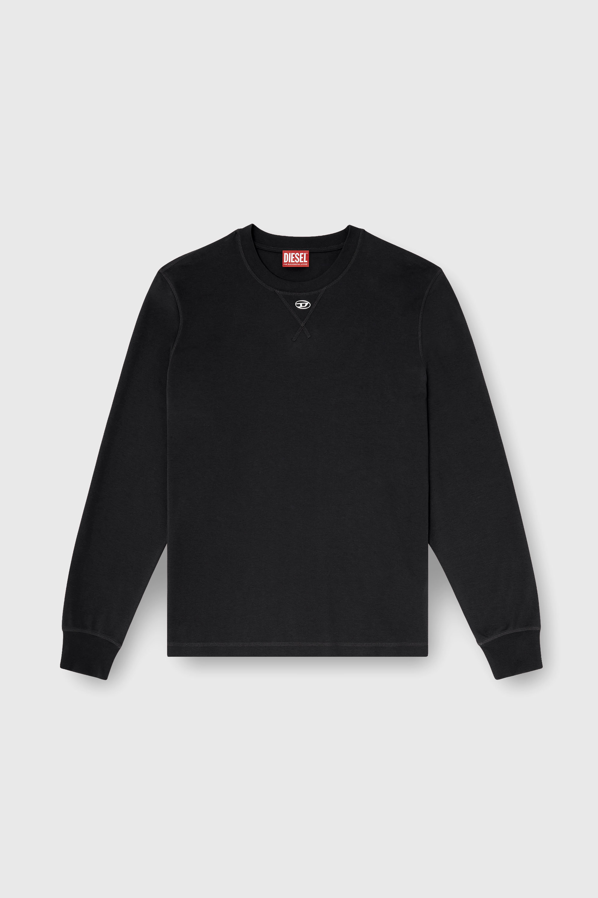 Diesel - T-MADJUST-LS-TR, T-shirt &agrave; manches longues en coton avec Oval D Homme in Gris - 2
