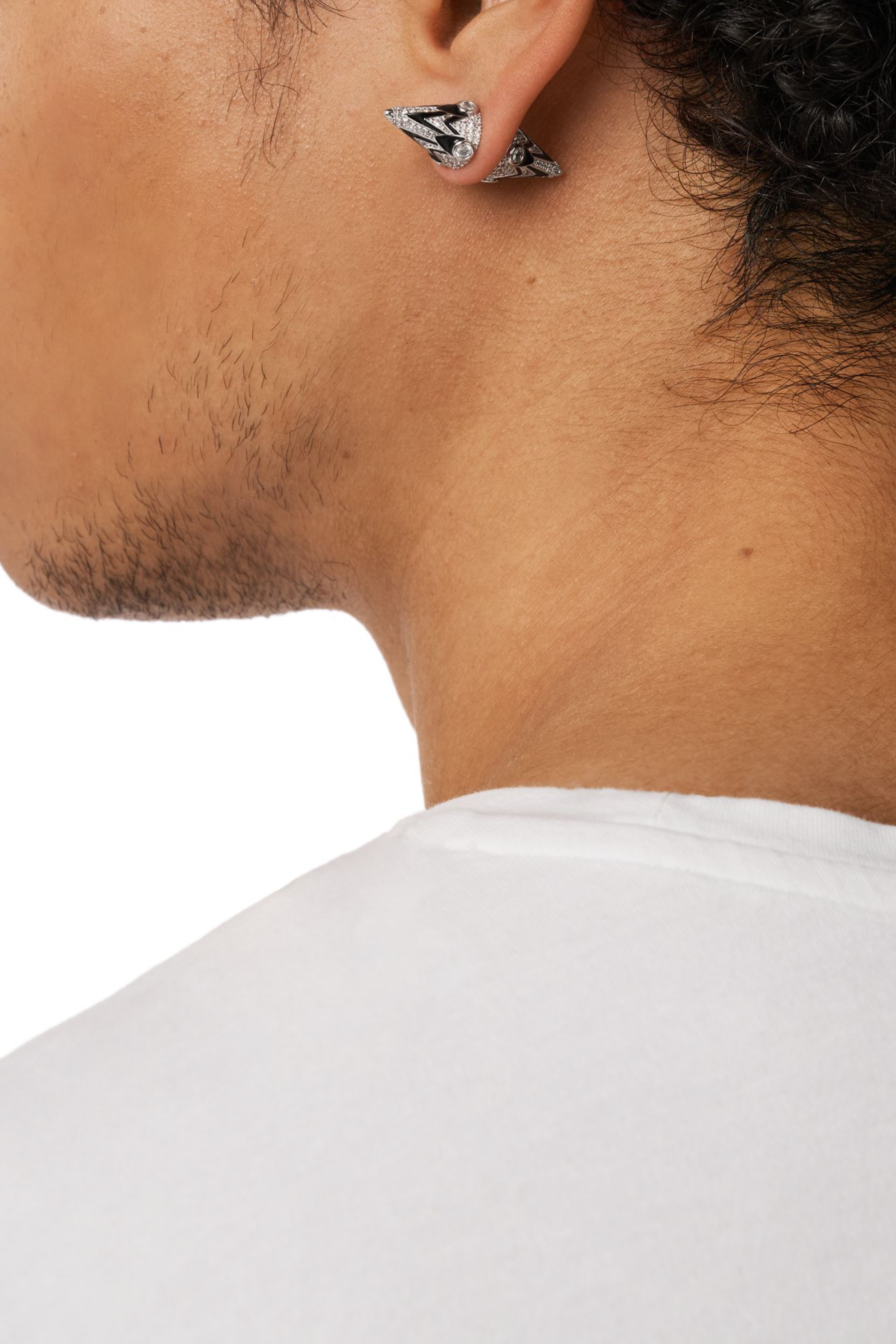 Diesel - DX1657931 JEWELLERY, Boucles d'oreilles à clous en laiton bicolore Mixte in Gris argenté - 4