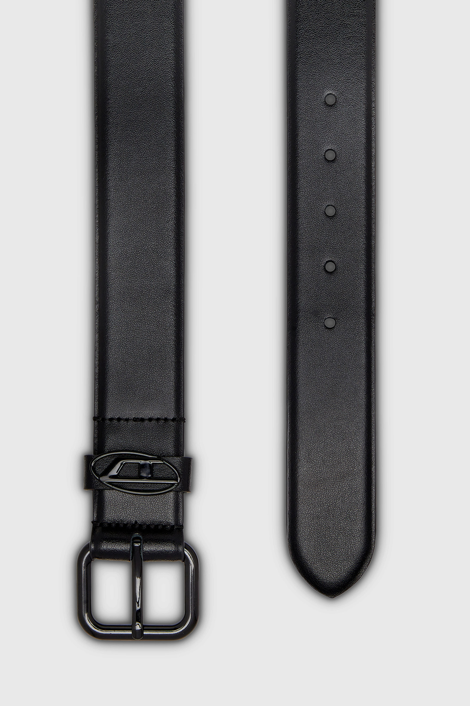 Diesel - B-1DR OVAL D LOOP, Ceinture 3.9 cm en cuir avec plaque &agrave; logo Mixte in Noir - 2