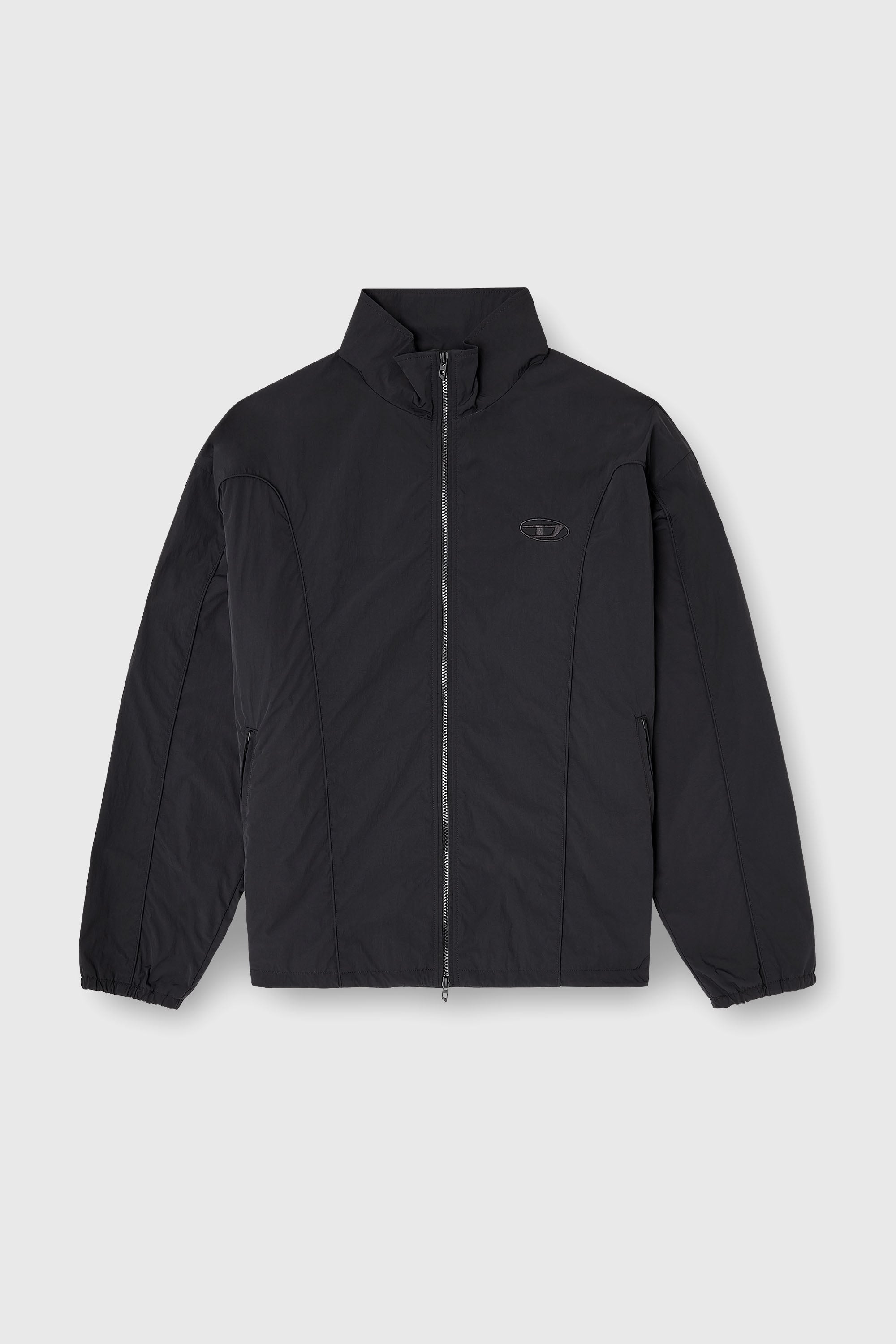 Diesel - J-FIVE-WRD-AKAD, Veste en nylon froiss&eacute; avec passepoil Homme in Noir - 2