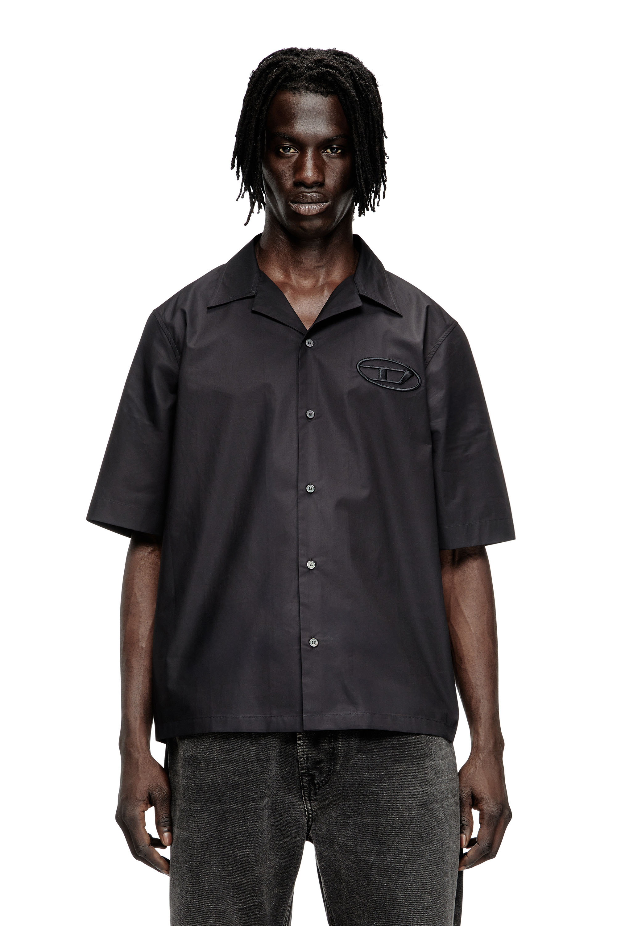 Diesel - S-MAC-PCAL, Chemise de bowling avec logo Oval D Homme in Noir - 1