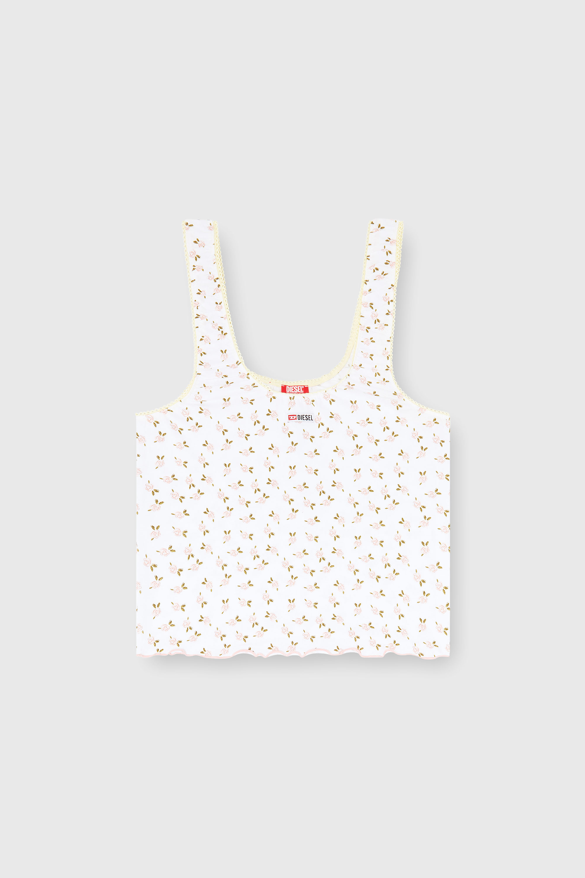 Diesel - GEORGIE-D-CORE, Top en coton stretch &agrave; imprim&eacute; fleuri Femme in Blanc - 2