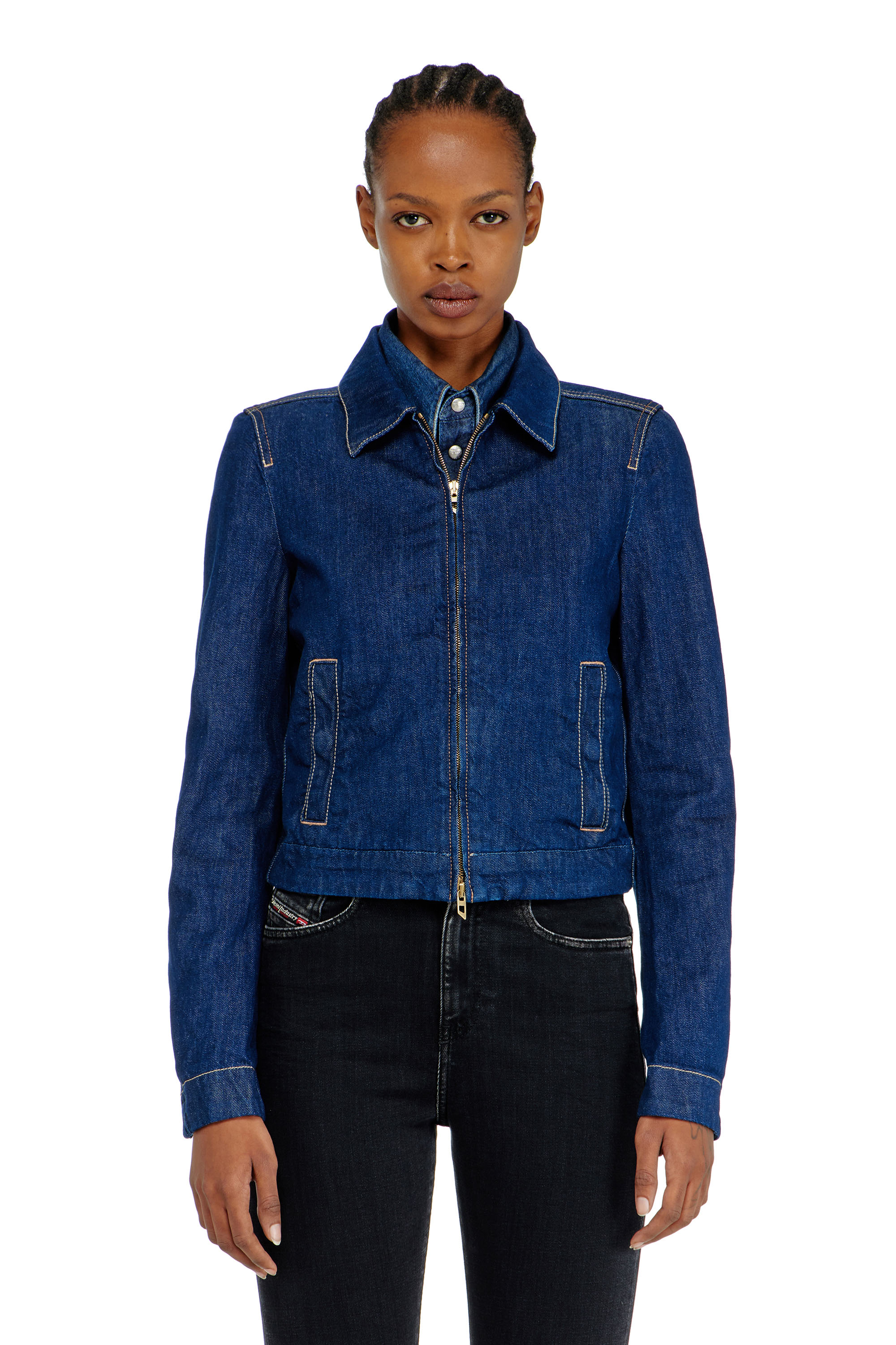 Diesel - DE-CORB, Veste coach en rinse denim Femme in Bleu - 1