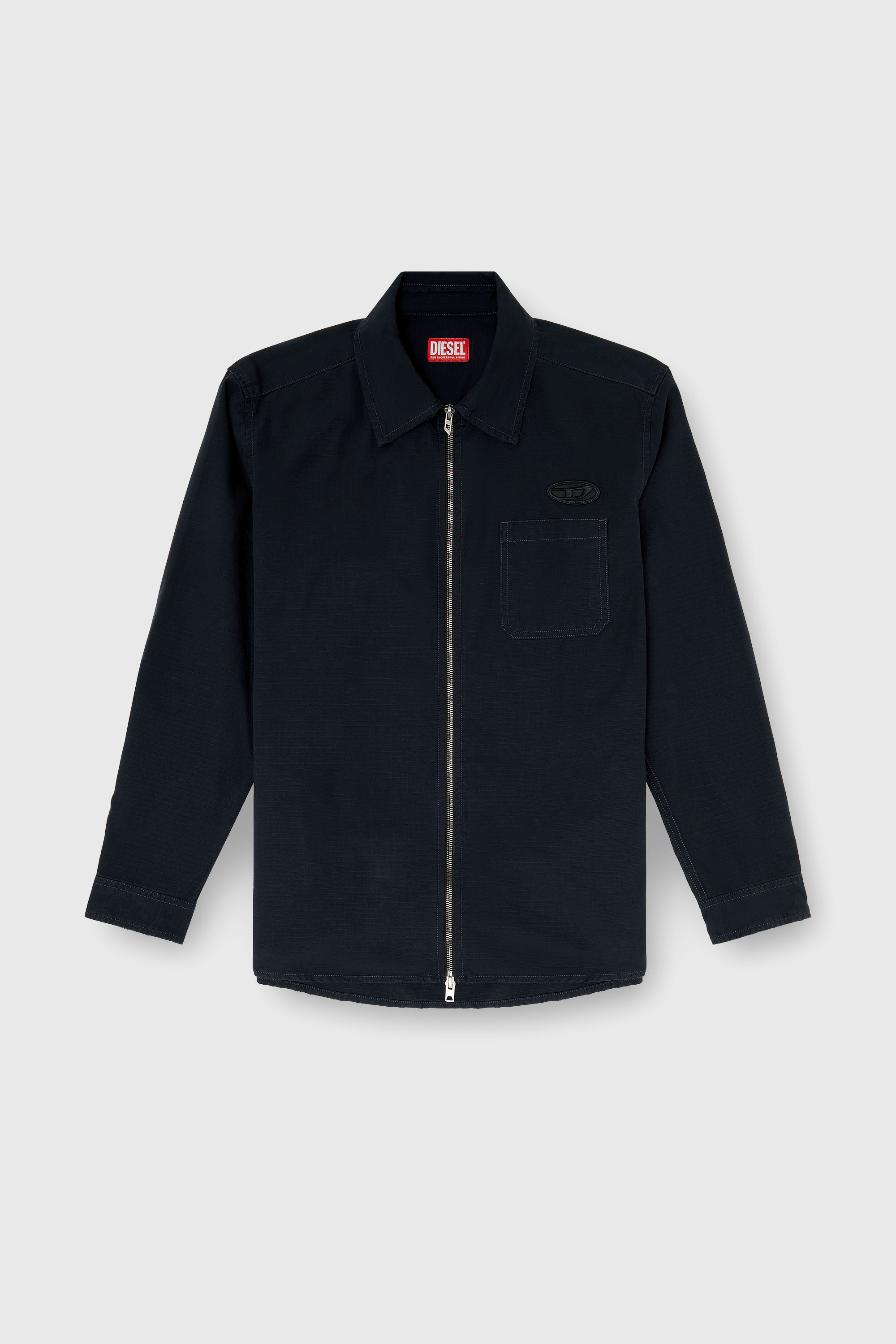 Diesel - S-ALIAS-ZIP, Chemise en ripstop avec fermeture zipp&eacute;e Homme in Noir - 2