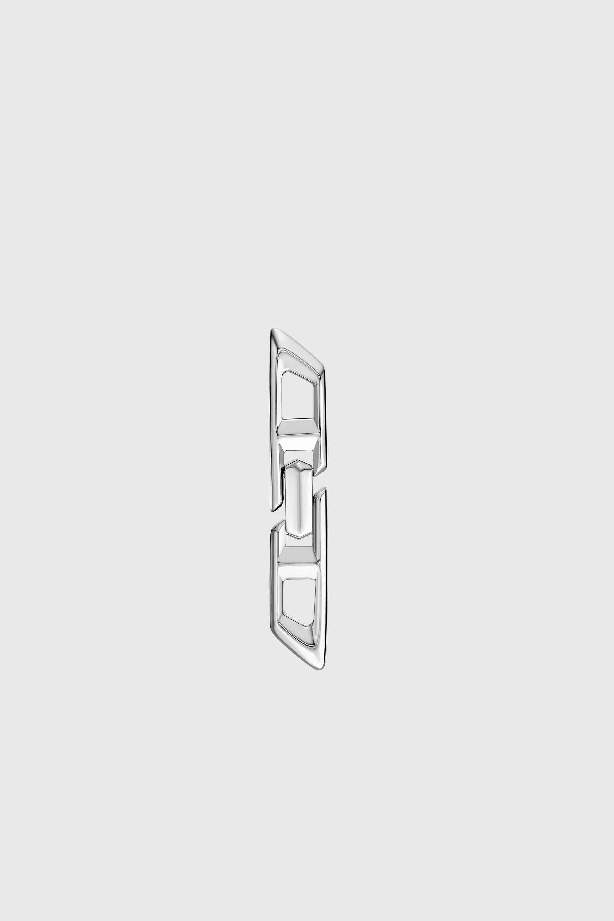 Diesel - DL1348040 STERLING SILVER JEWEL, Boucle d'oreille pendante en argent sterling avec logo D Mixte in Gris argent&eacute; - 1