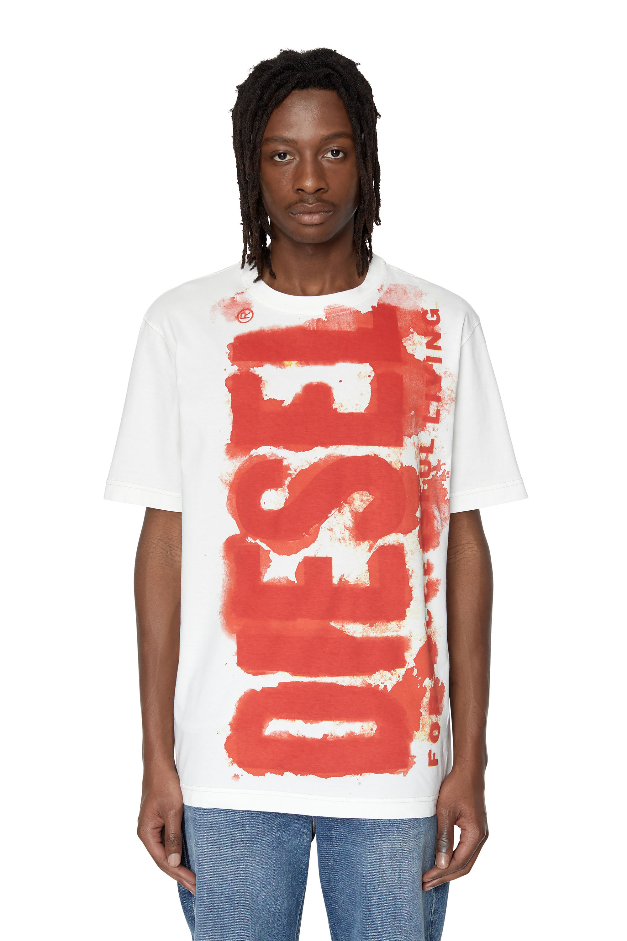 T-shirt avec couche en mesh Coton DIESEL pour homme en coloris Blanc Homme Vêtements T-shirts T-shirts à manches courtes 