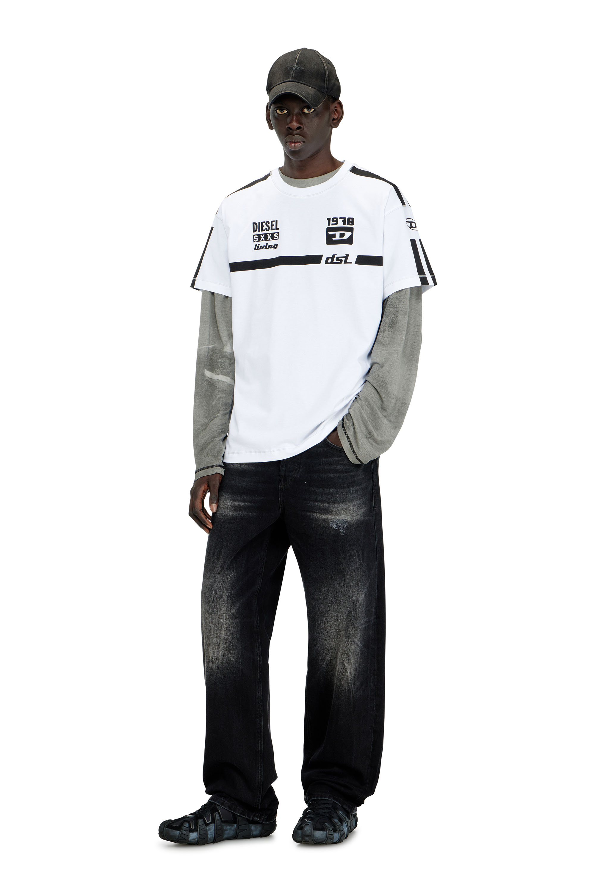 Diesel - T-NORM-V12, Man's Cotton T-shirt with contrast graphic prints in null - 2