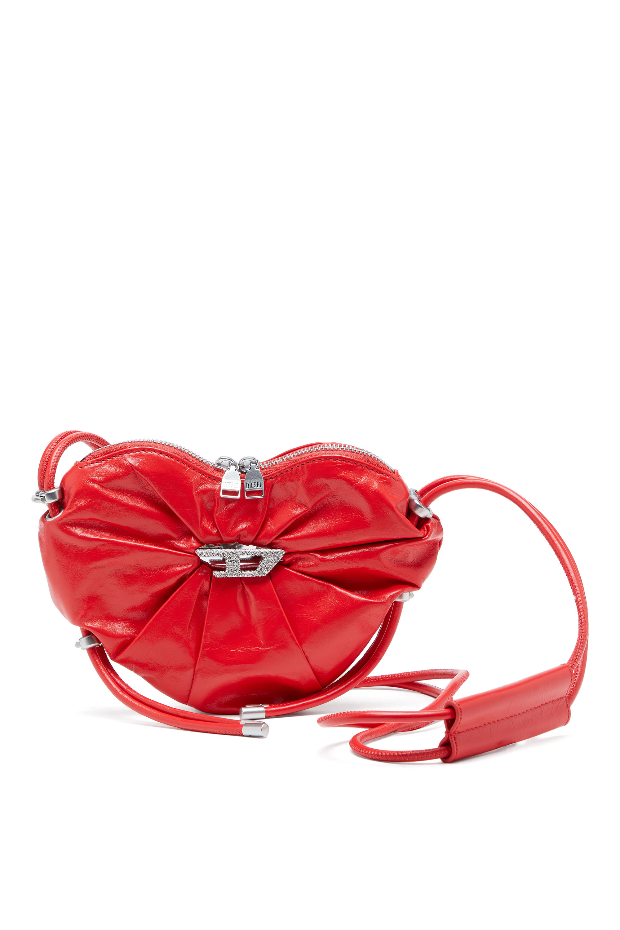 Diesel - SCRUNCH-D HEART, Scrunch-D-Heart-Sac à bandoulière en cuir froissé Femme in Rouge - 1