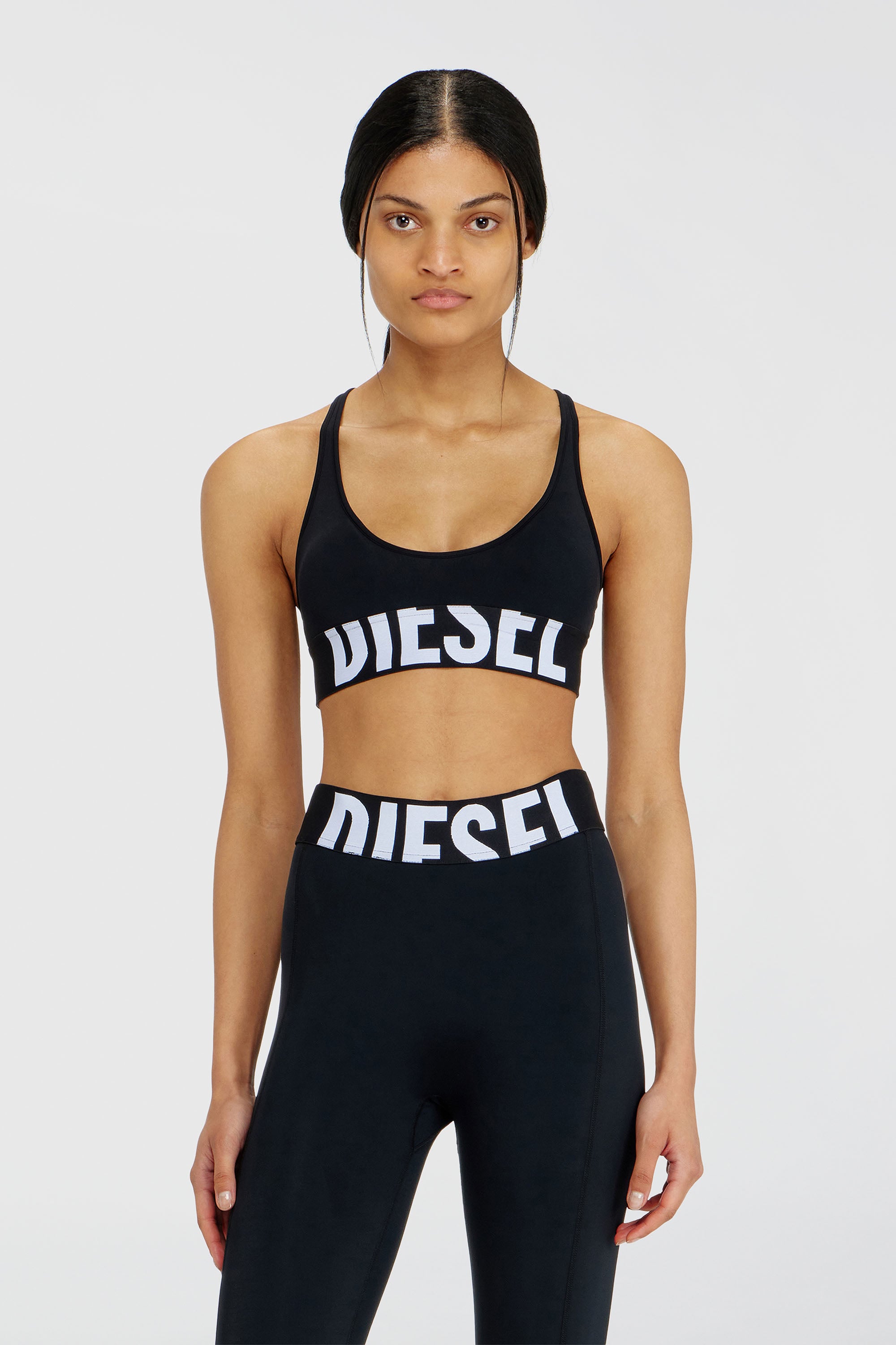 Diesel - ALLISON-D-POP, Brassi&egrave;re de sport en microfibre avec logo tronqu&eacute; Femme in Noir - 2