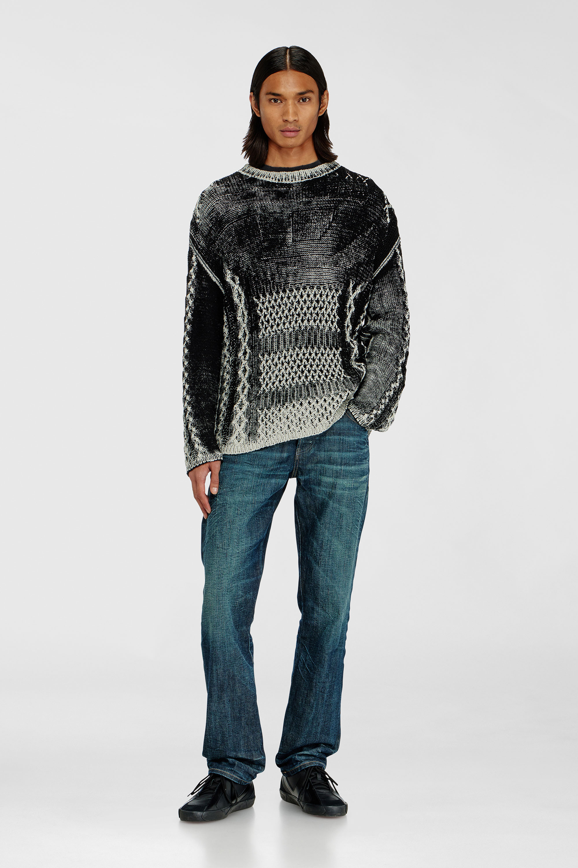 Diesel - K-MIONE, Pull trait&eacute; en maille torsad&eacute;e Homme in Polychrome - 1