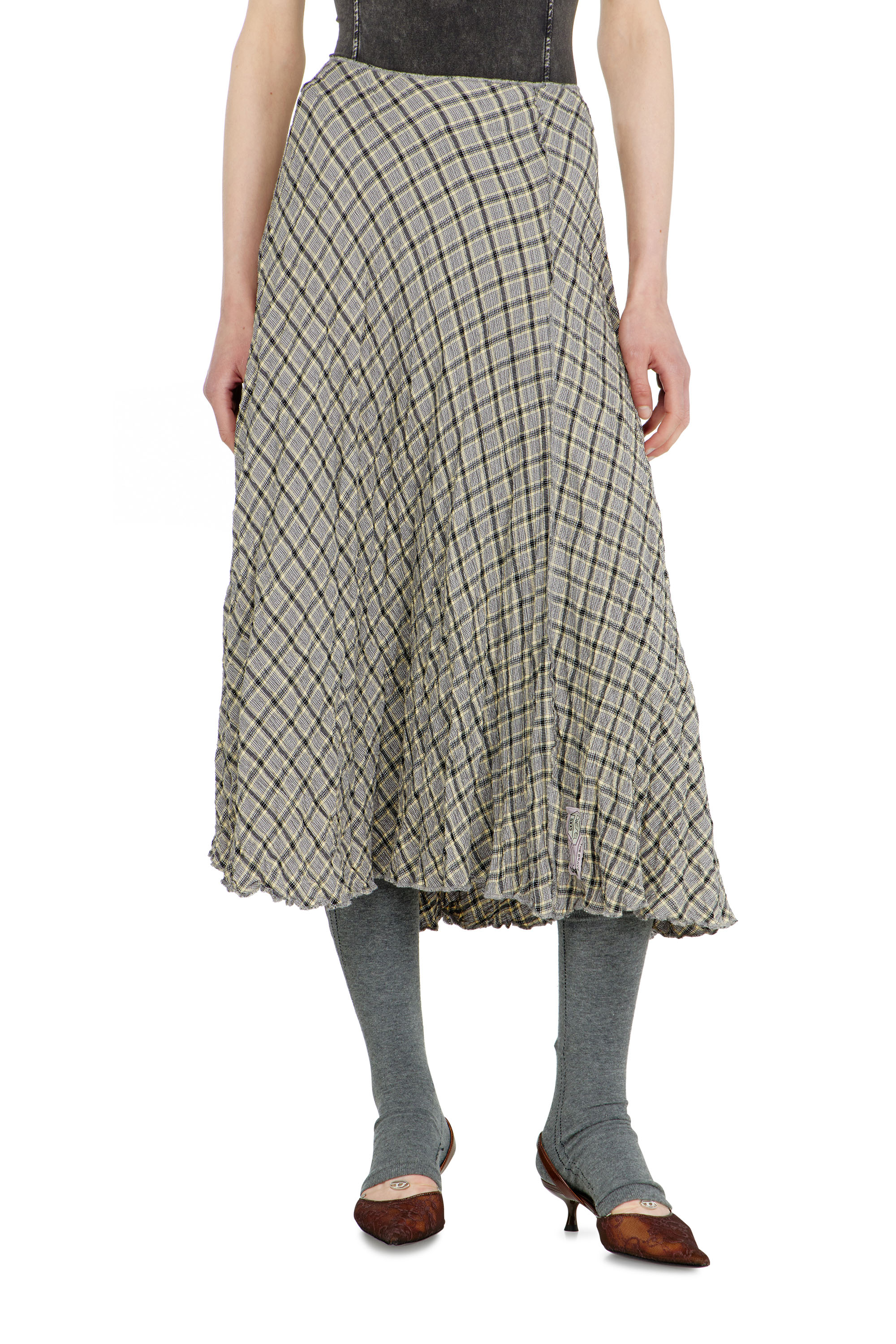 Diesel - O-XYGEN, Jupe midi &agrave; carreaux effet seersucker Femme in ToBeDefined - 3
