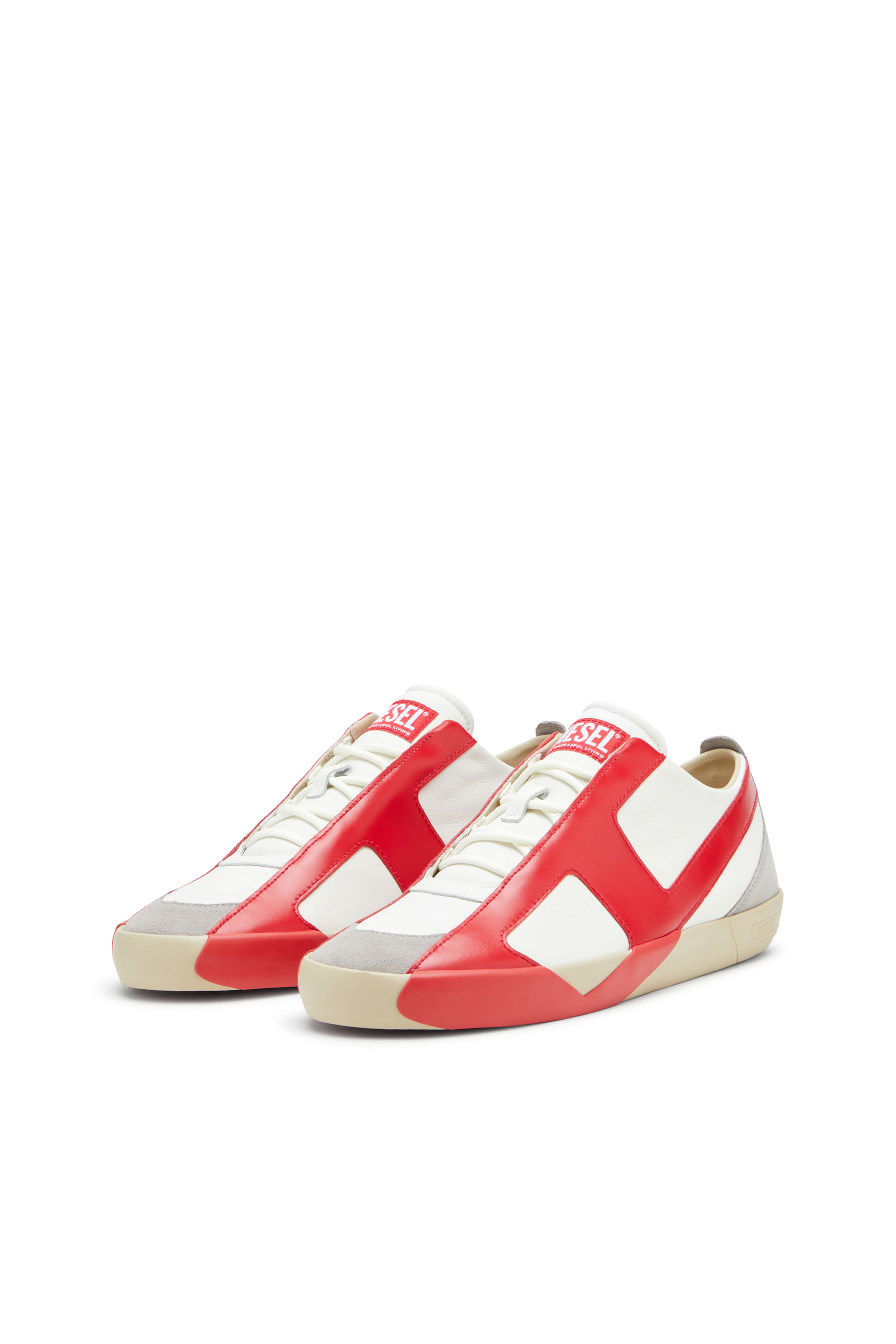 Diesel - S-SLANTE-D LOW, S-Slante-D-Baskets en daim et cuir avec logo D Homme in Polychrome - 8