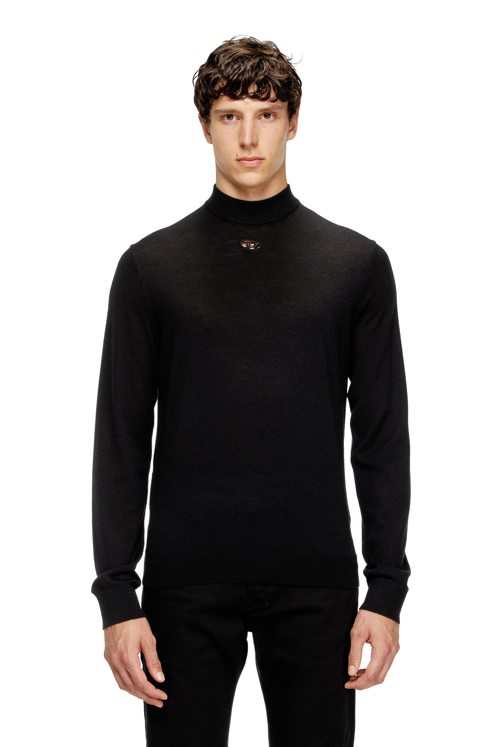 Diesel - K-GIL, Pull à col roulé en laine Homme in Noir - 1