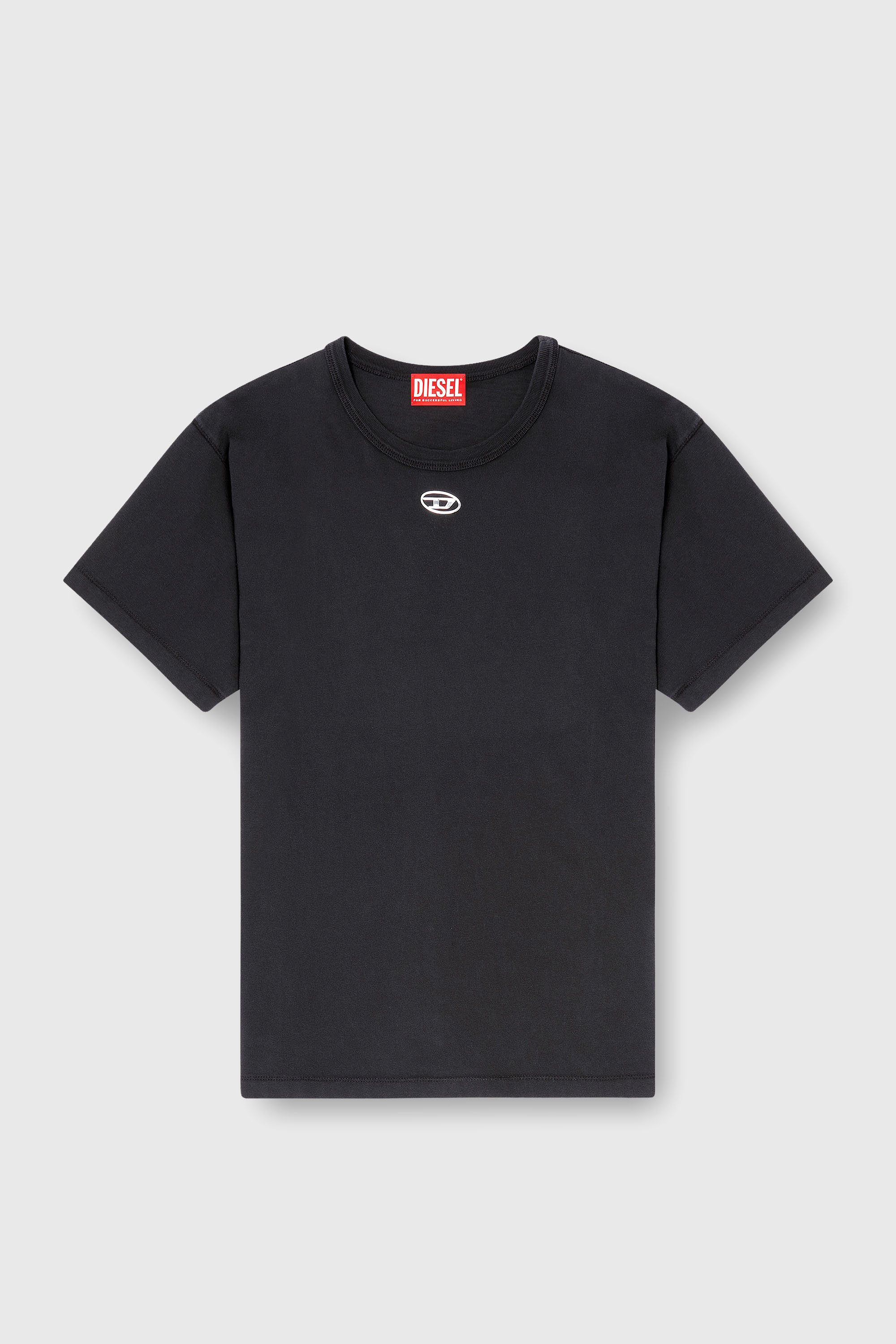 Diesel - T-NORMY-OD-S1, T-shirt en coton avec Oval D m&eacute;tallique Femme in Noir - 2