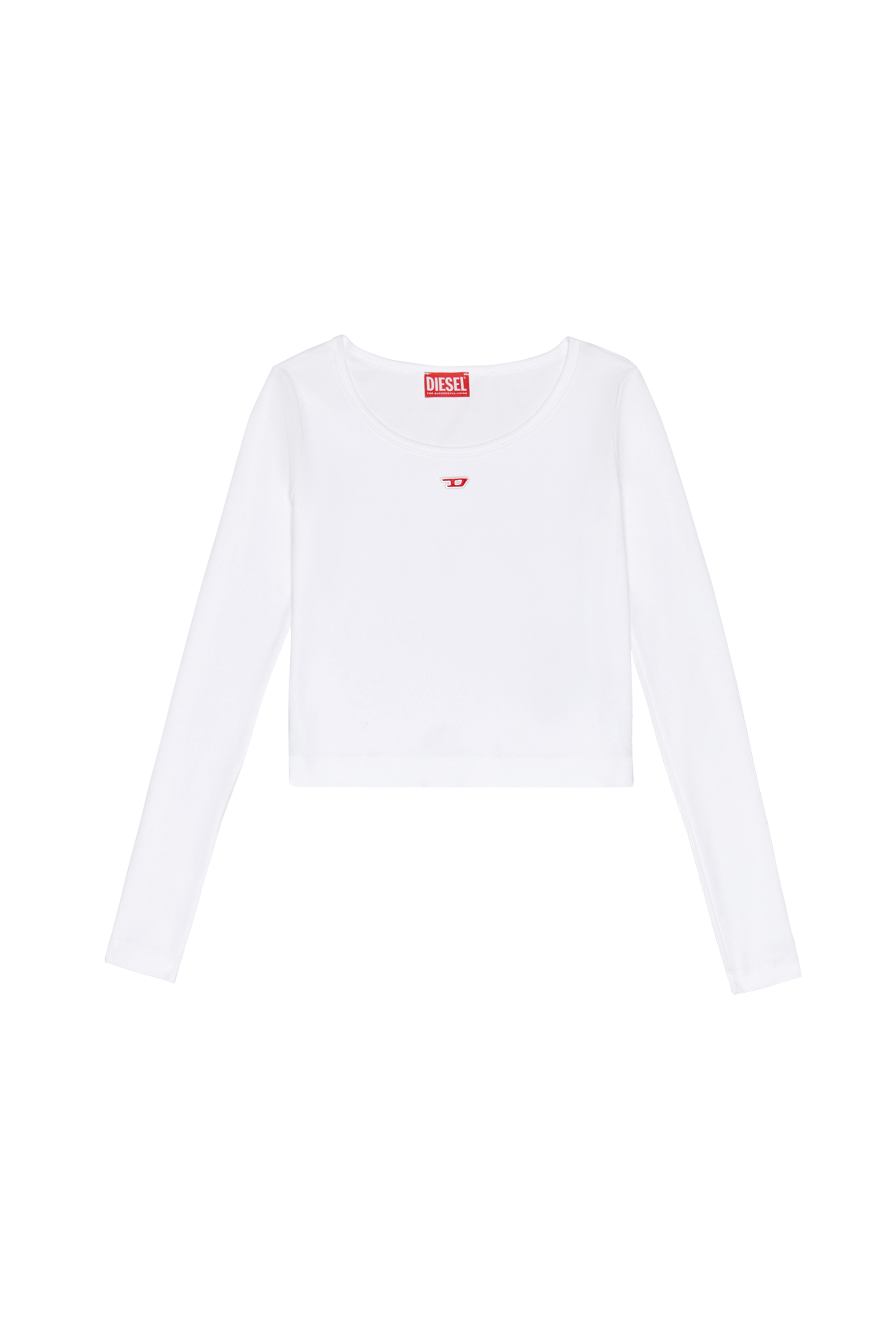 Diesel - T-BALLET-D, Top à manches longues avec empiècement D brodé Femme in Blanc - 2